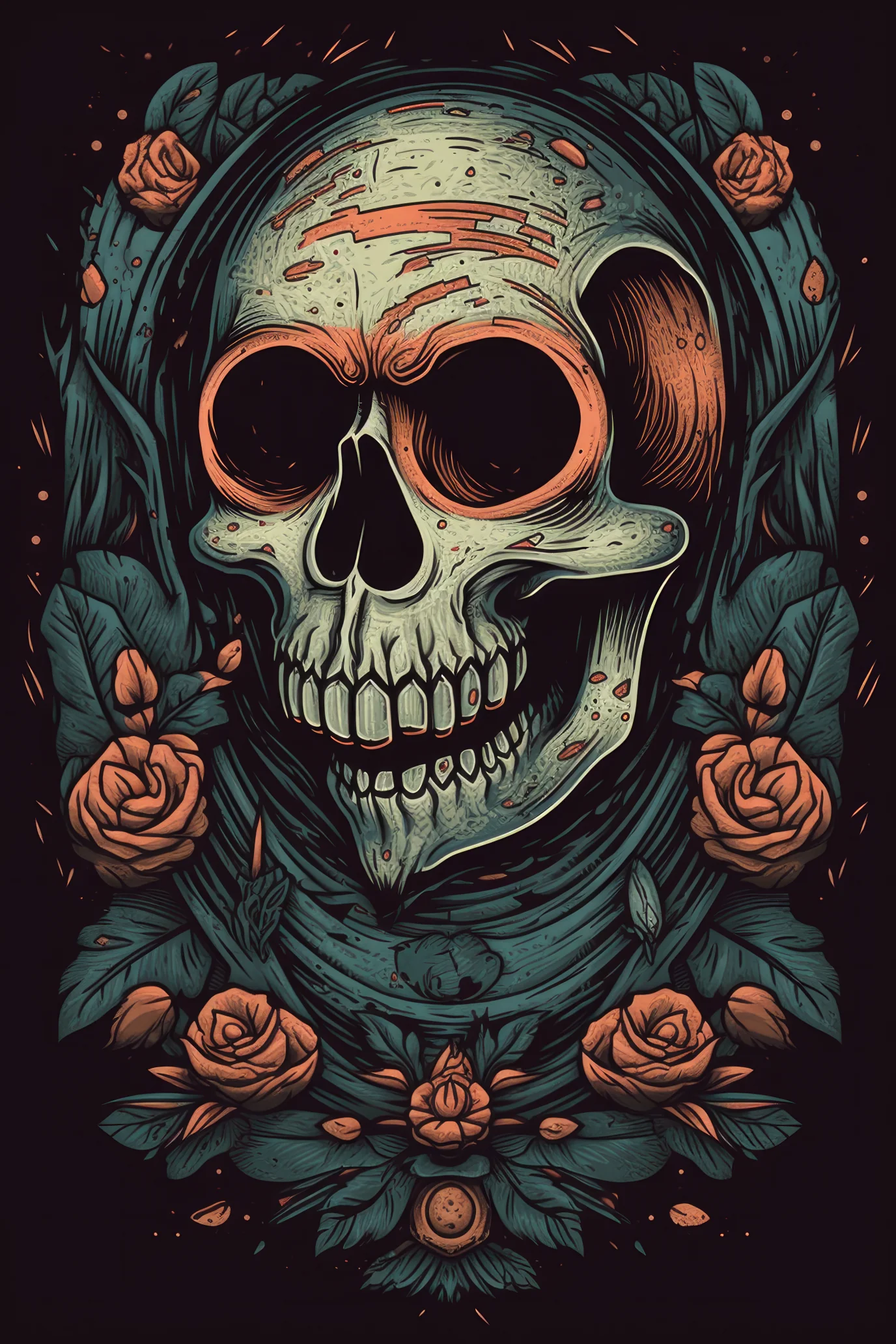 Cartoon Bird skull Tshirt design 3 (Paitakuva)