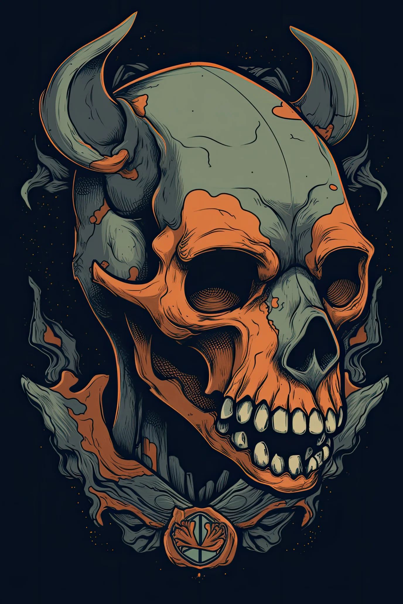Cartoon Canine skull Tshirt design 1 (Paitakuva)