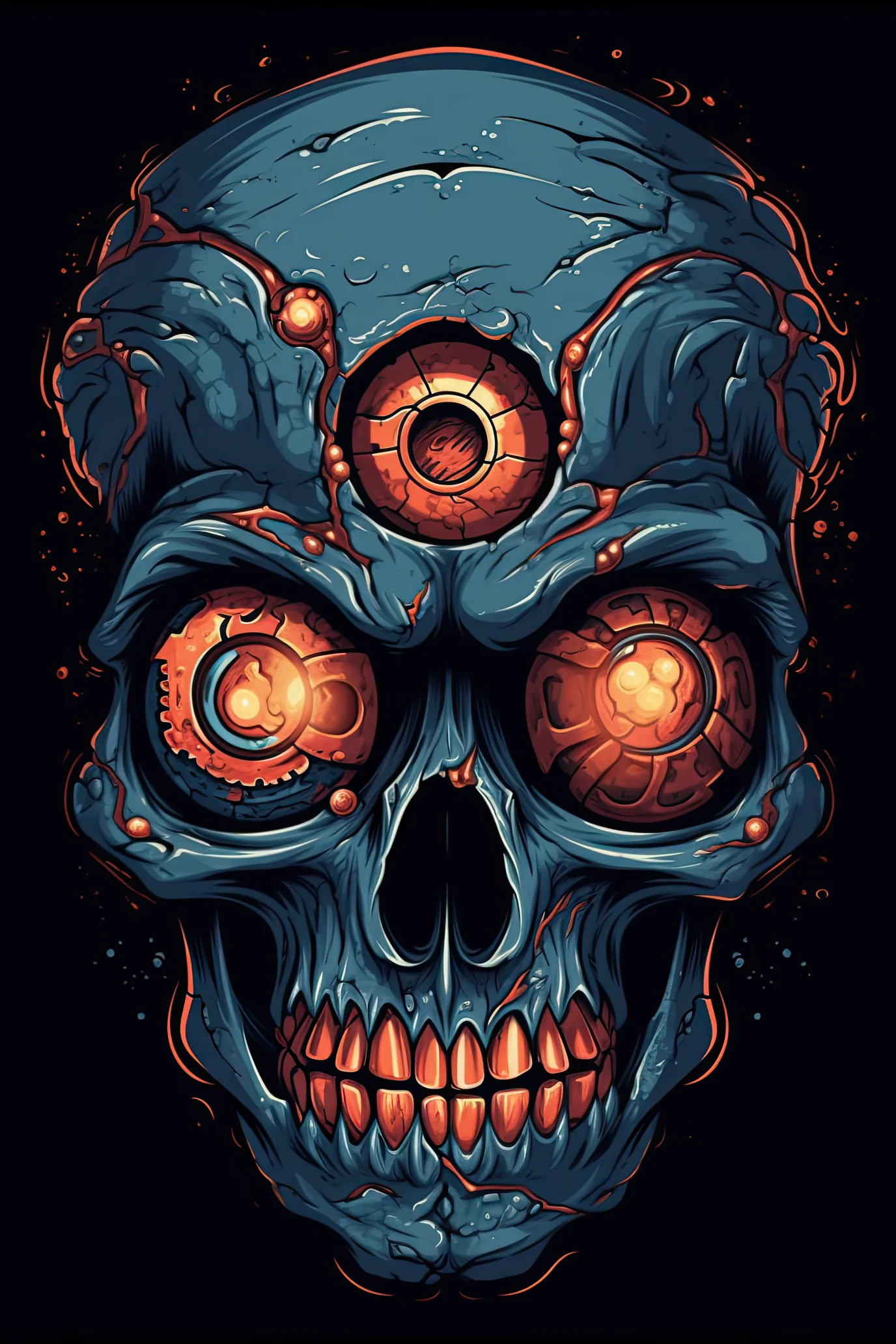 Cartoon Cyclops skull Tshirt design 1 (Paitakuva)