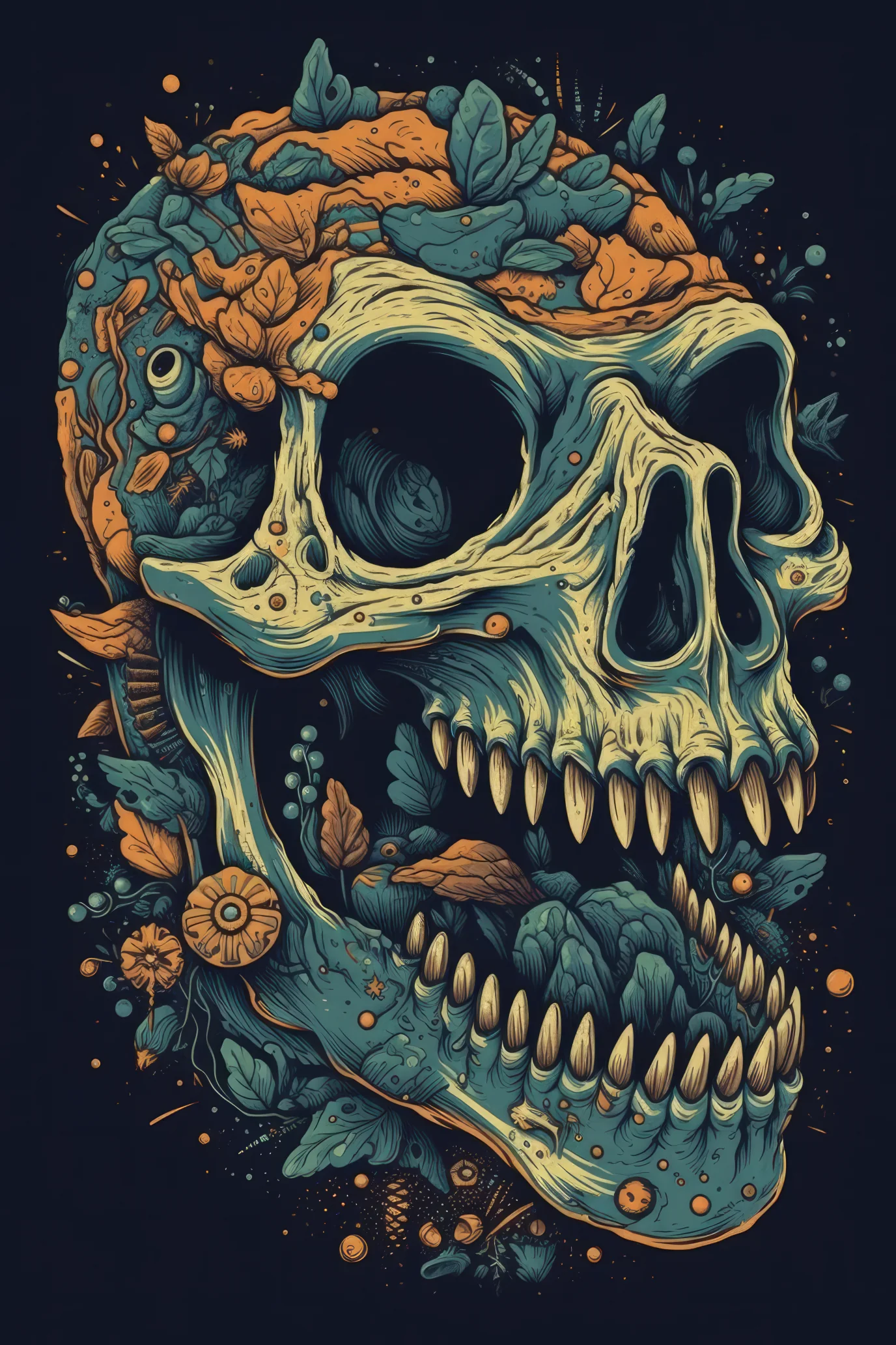 Cartoon Dinosaur skull Tshirt design 1 (Paitakuva)