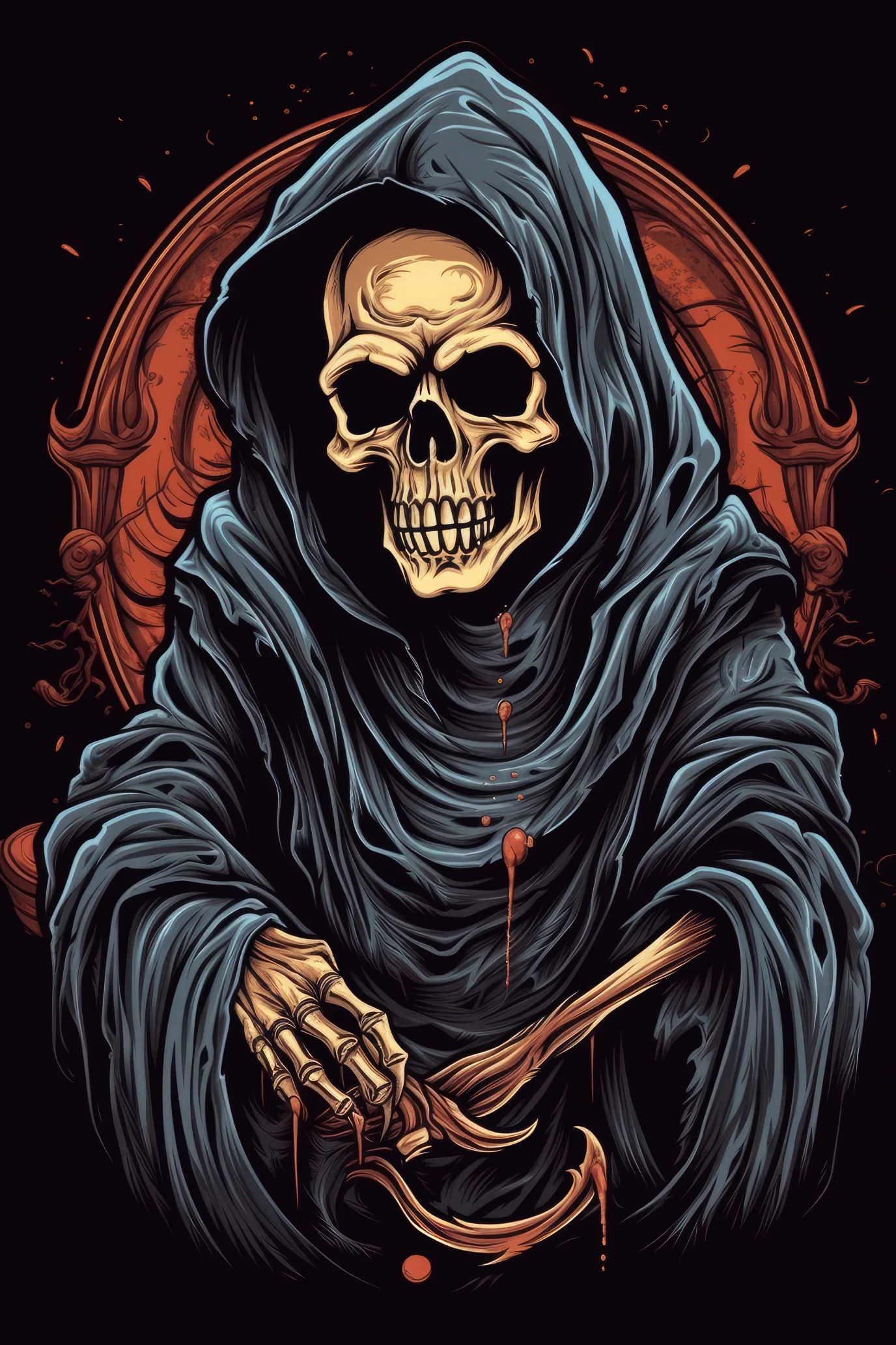 Cartoon Grim Reaper skull (3264)