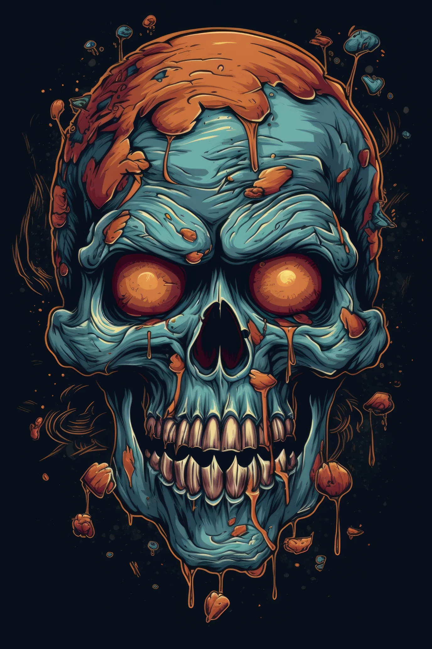 Cartoon Human skull Tshirt design (Paitakuva)