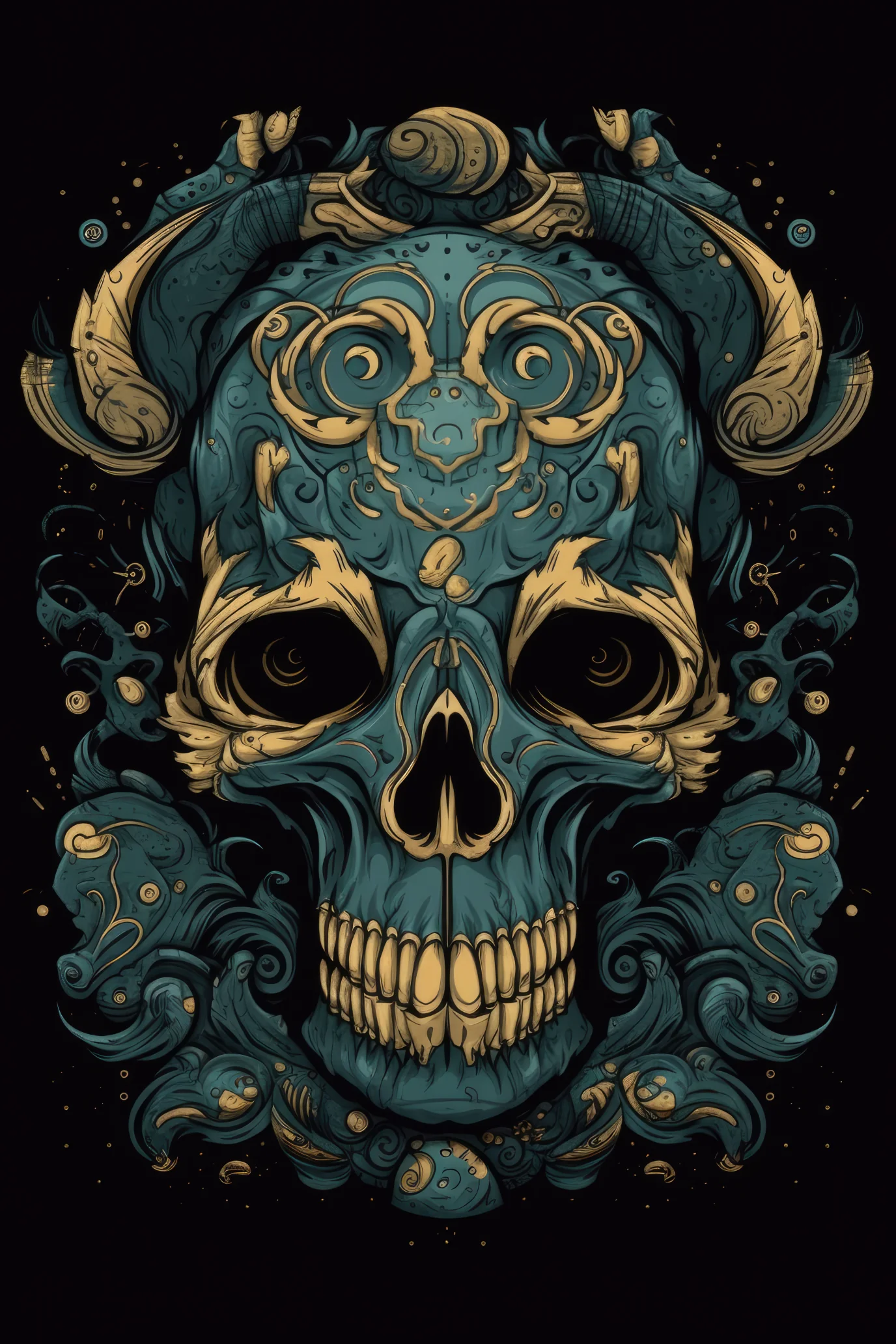 Cartoon Mythological creature skull Tshirt design 2 (Paitakuva)