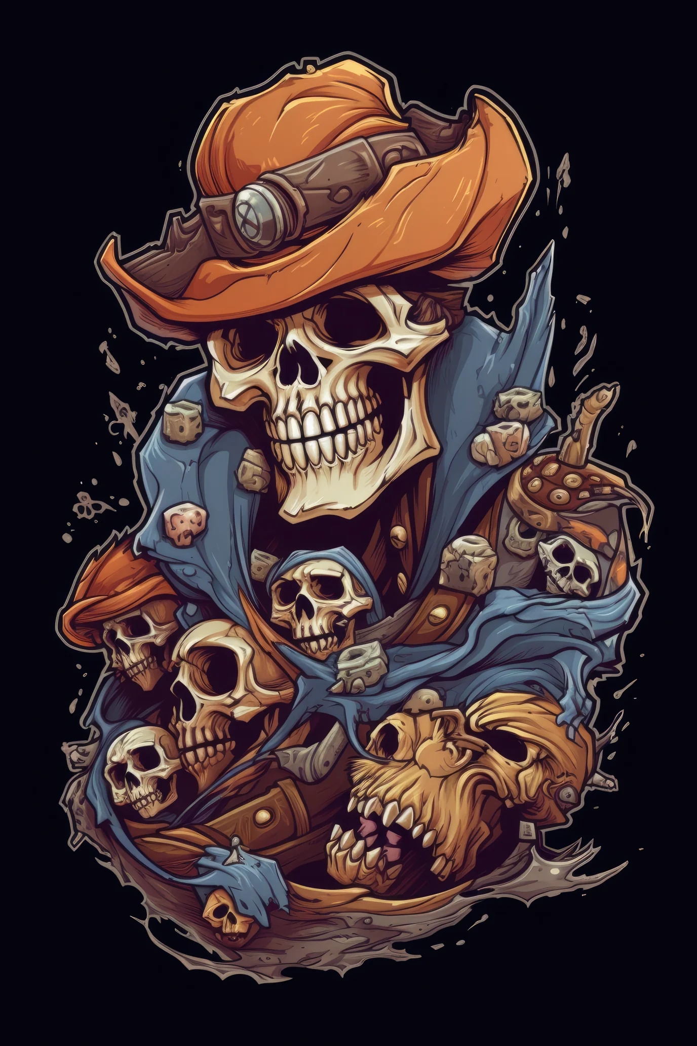 Cartoon Pirate skull Tshirt design 3 (Paitakuva)