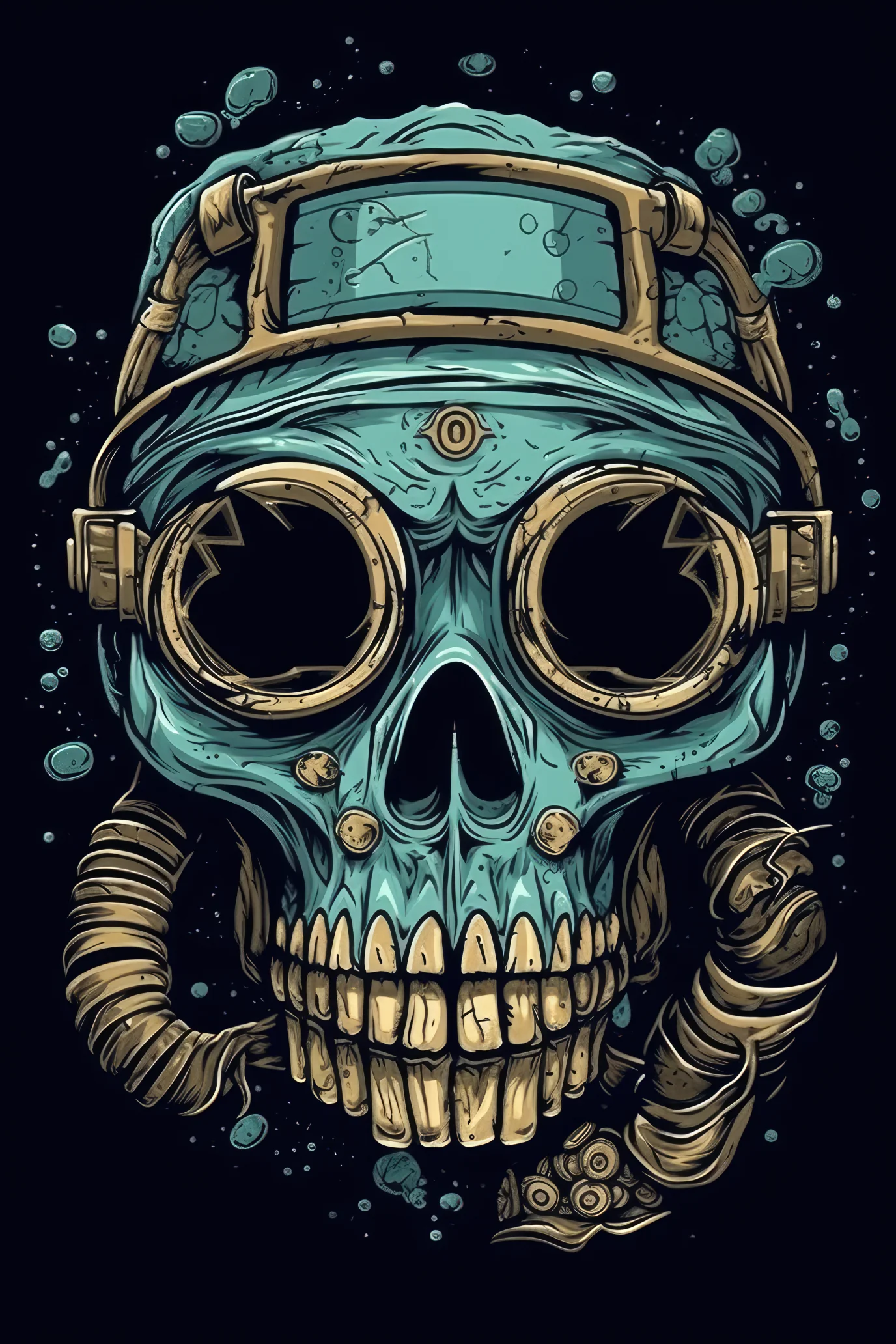 Cartoon Scuba mask skull Tshirt design 1 (Paitakuva)