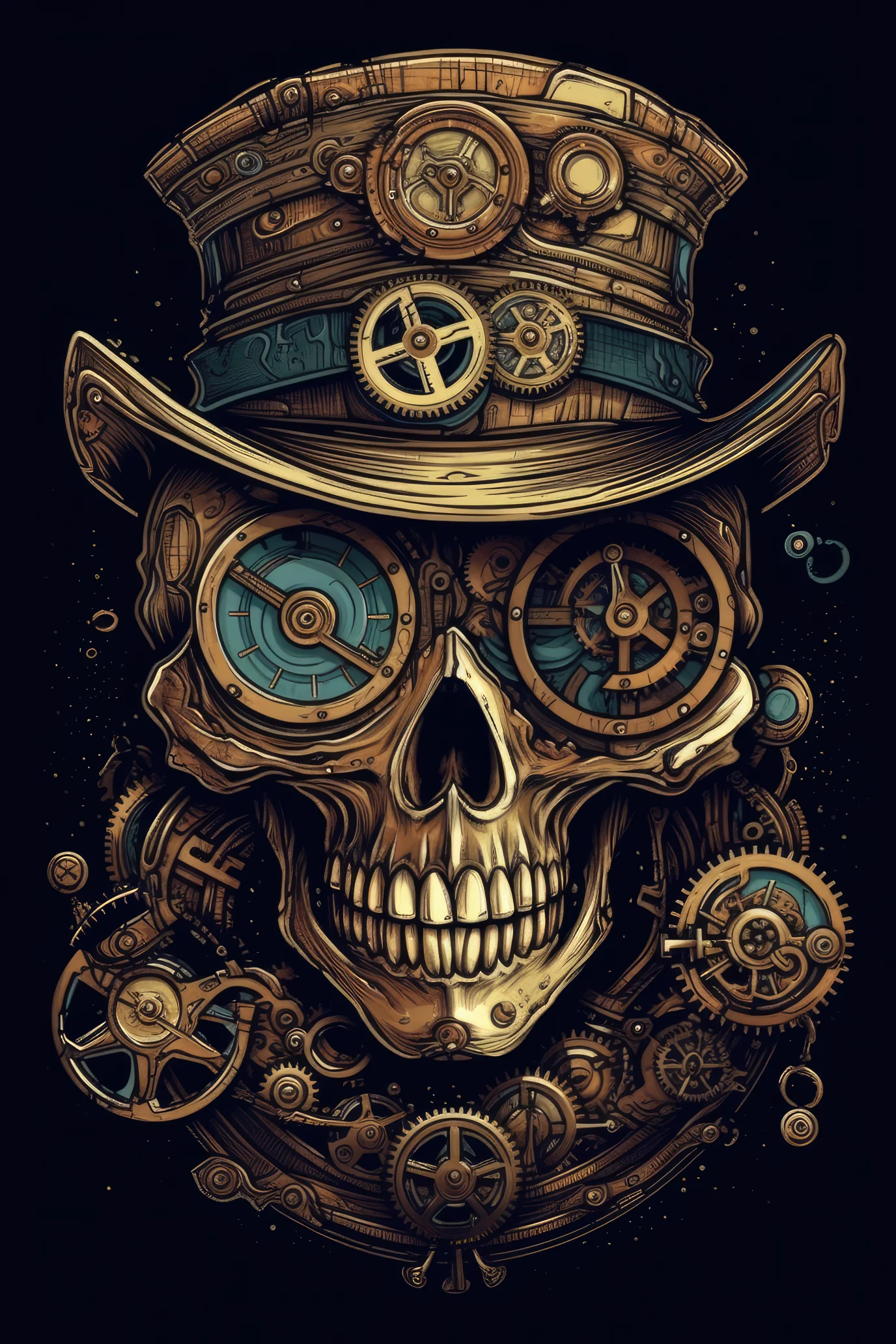 Cartoon Steampunk skull (3269)