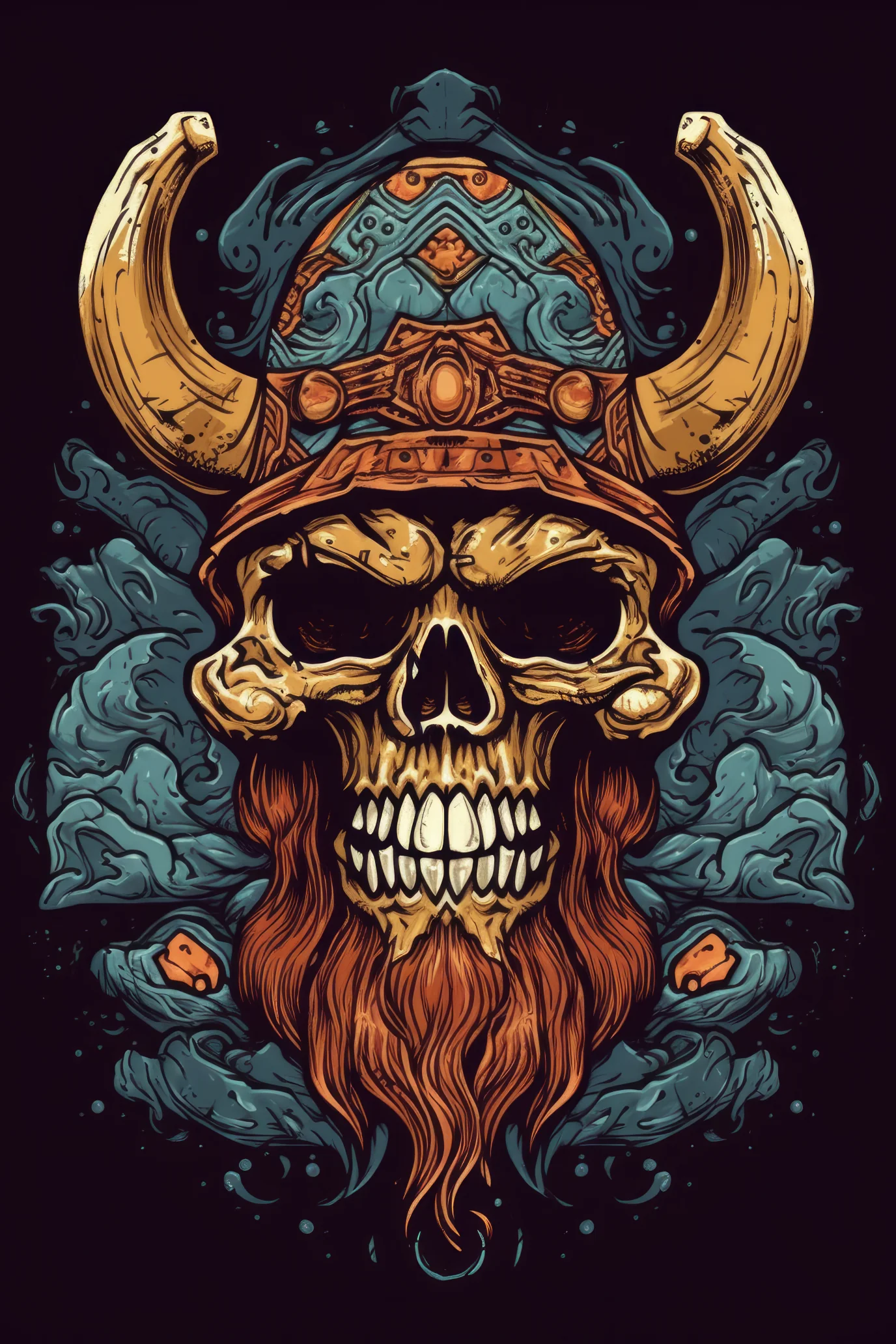 Cartoon Viking skull Tshirt design 1 (Paitakuva)