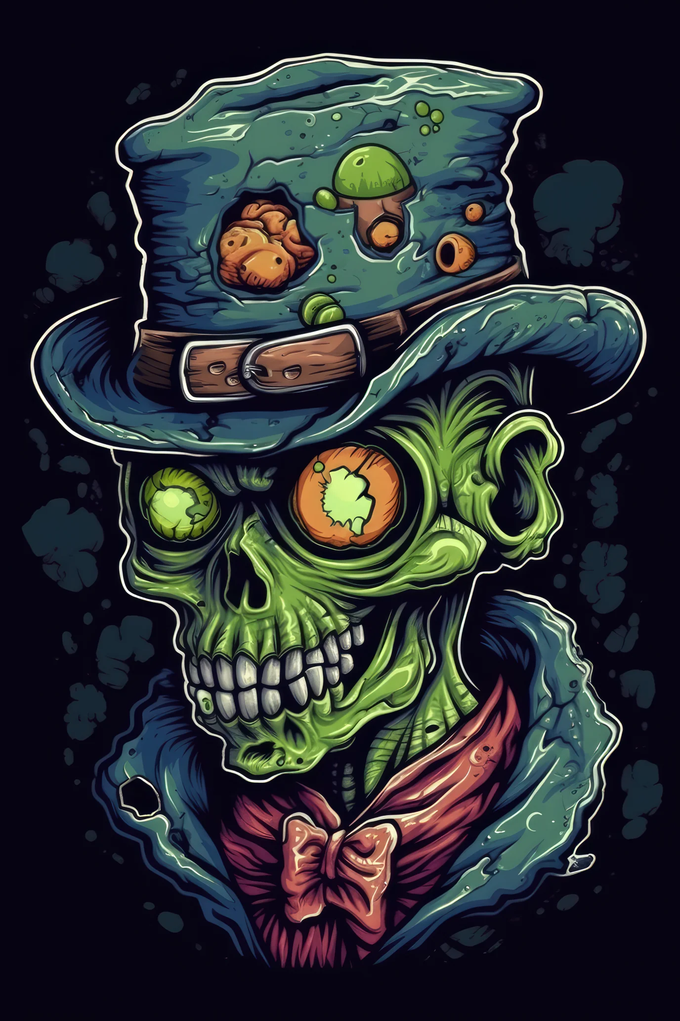 Cartoon Zombie skull Tshirt design (00 807)