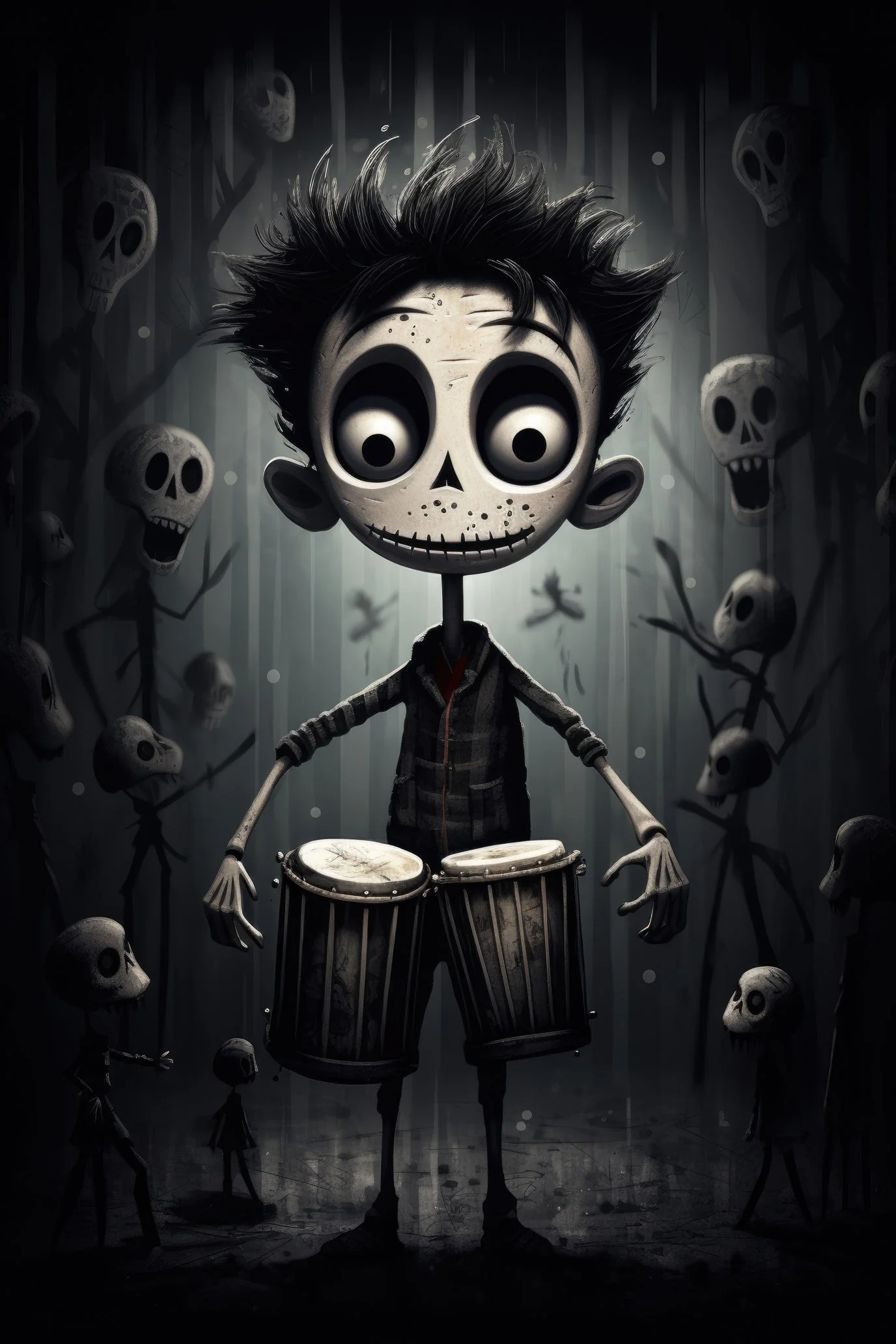Character with bongo drums 2 (paitakuva)