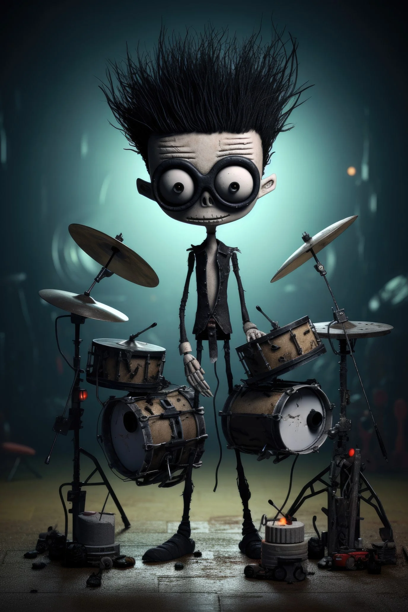 Character with electronic drum kit 2 (paitakuva)