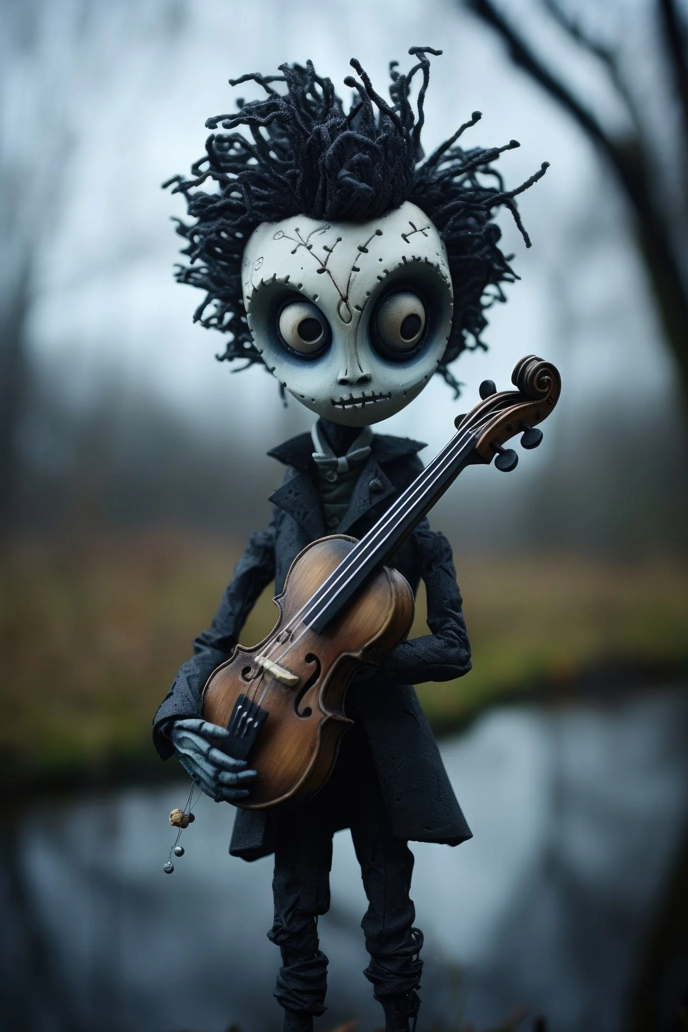 Character with hardanger fiddle (paitakuva)