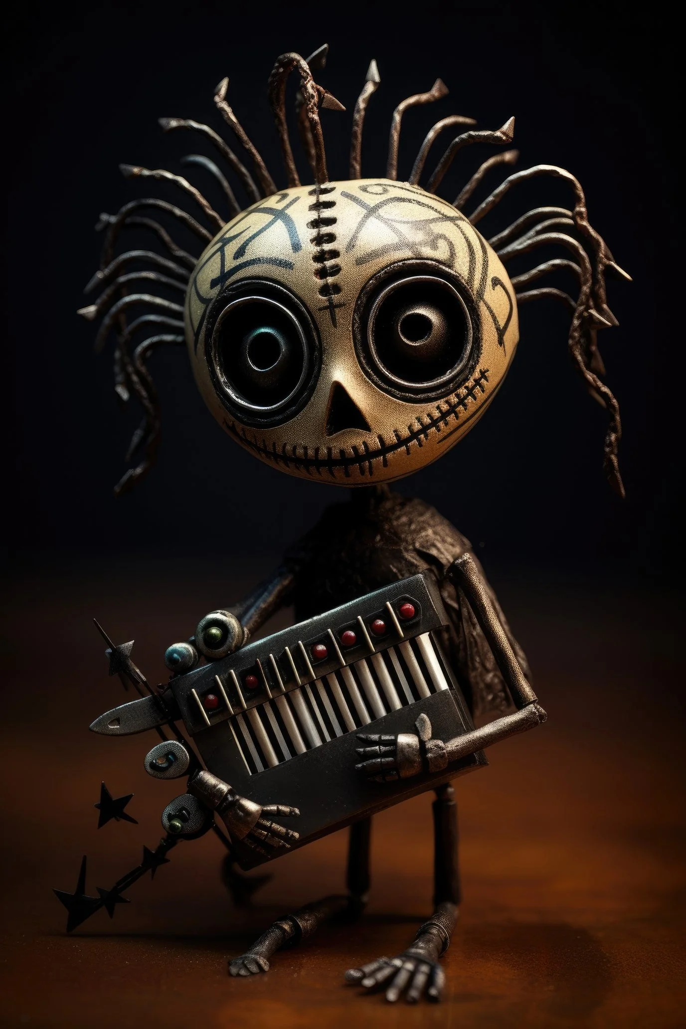 Character with kalimba thumb piano 2 (paitakuva)
