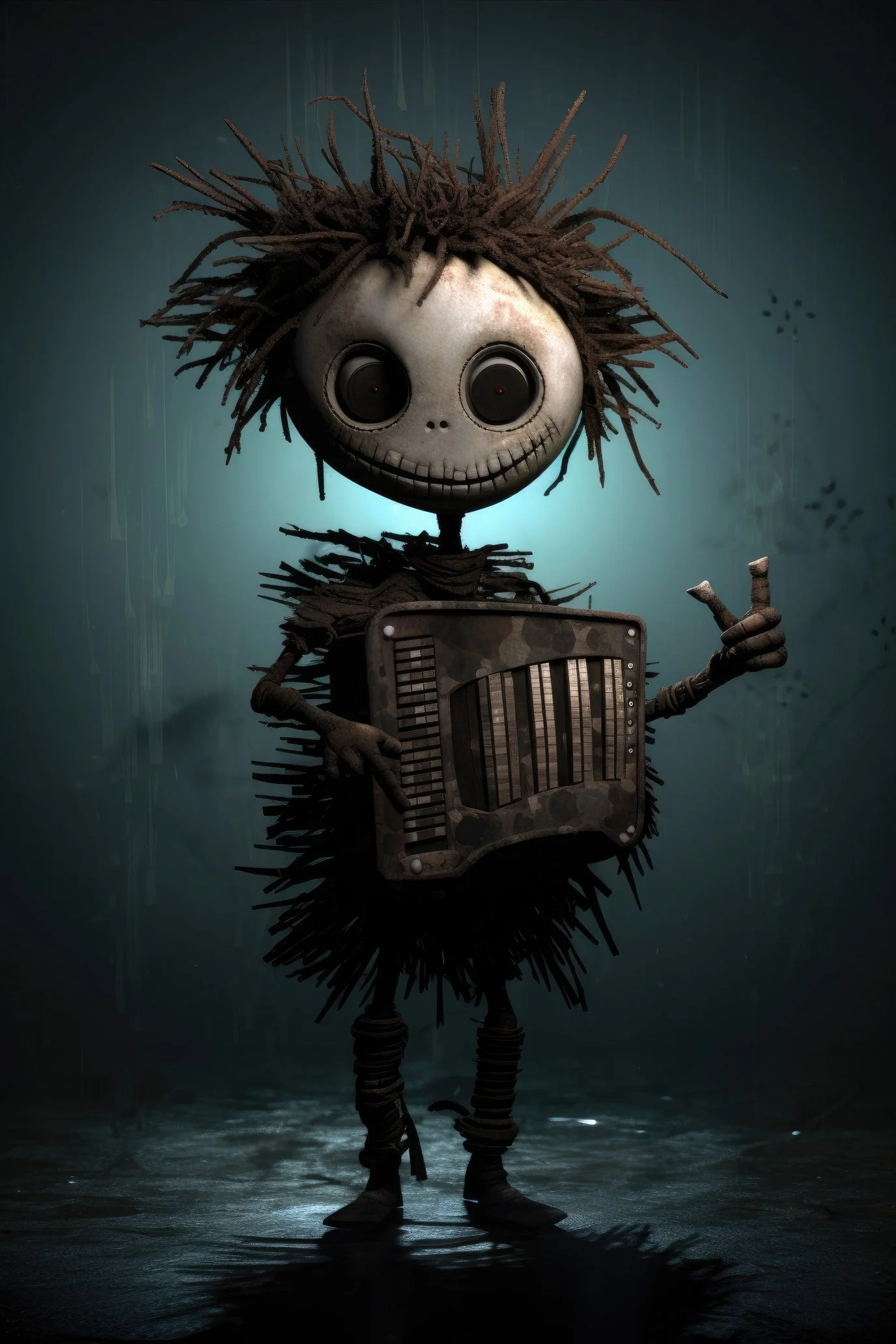 Character with kalimba thumb piano 3 (paitakuva)