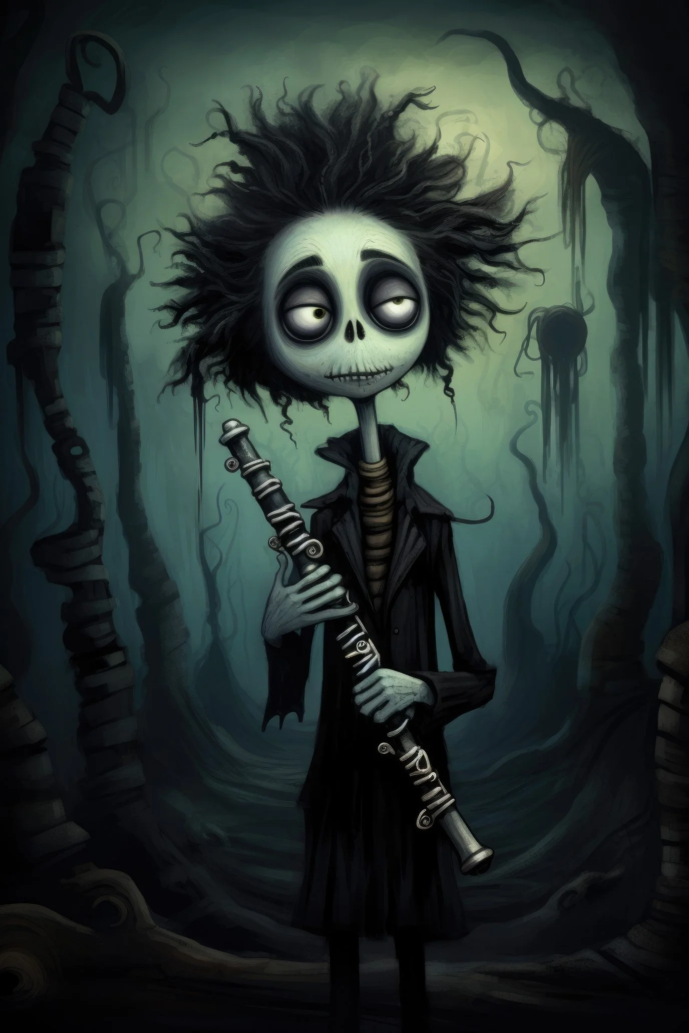 Character with oboe (paitakuva)