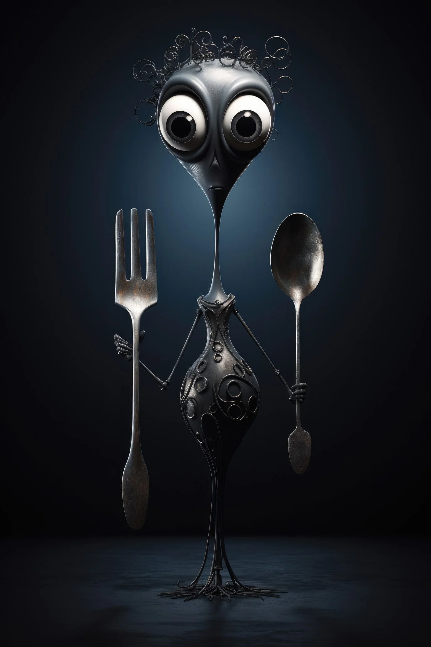 Character with spoons (paitakuva)
