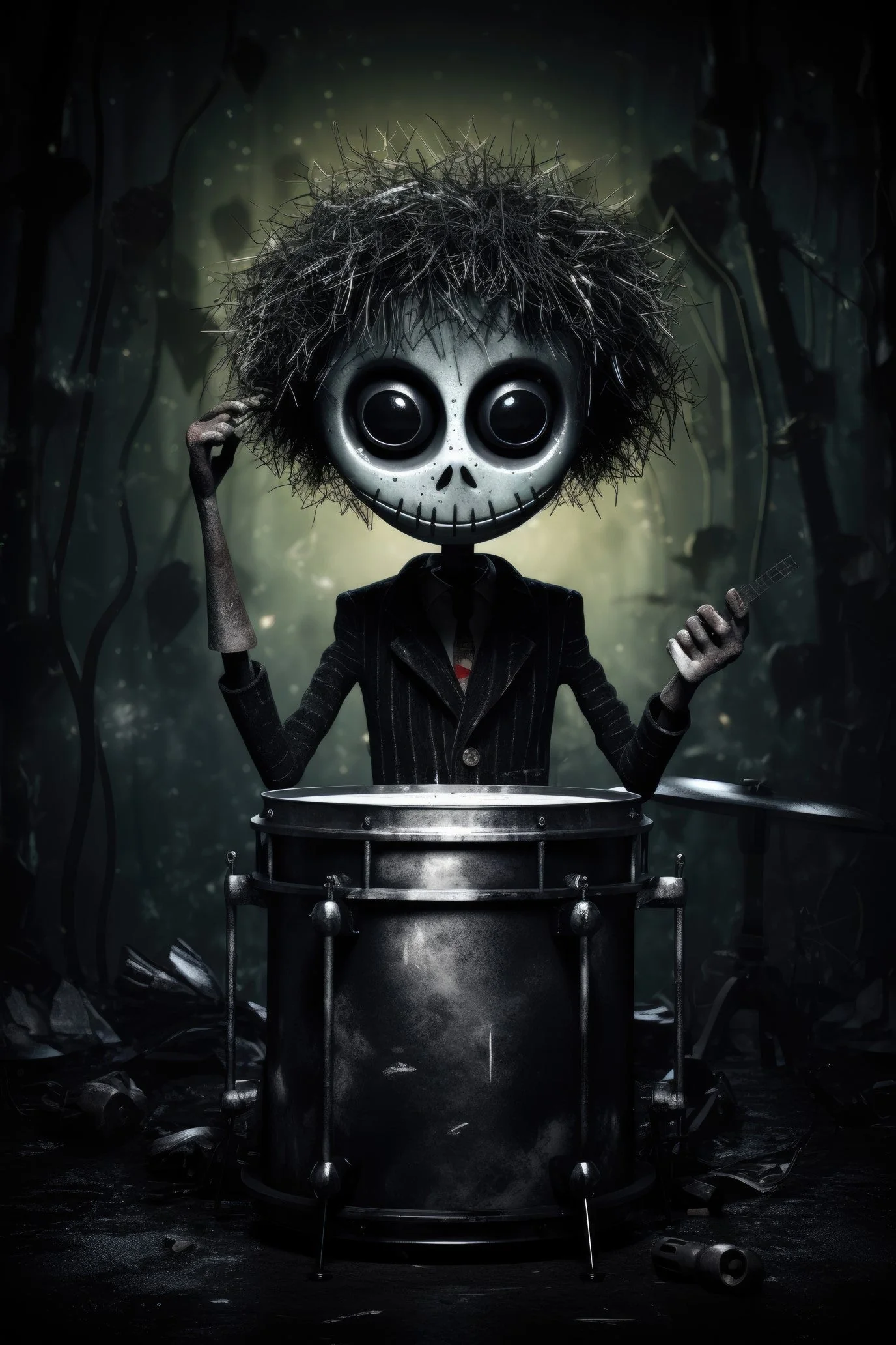 Character with steel drums 1 (paitakuva)