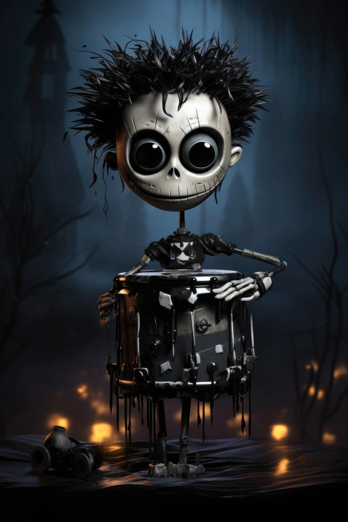 Character with steel drums 2 (paitakuva)