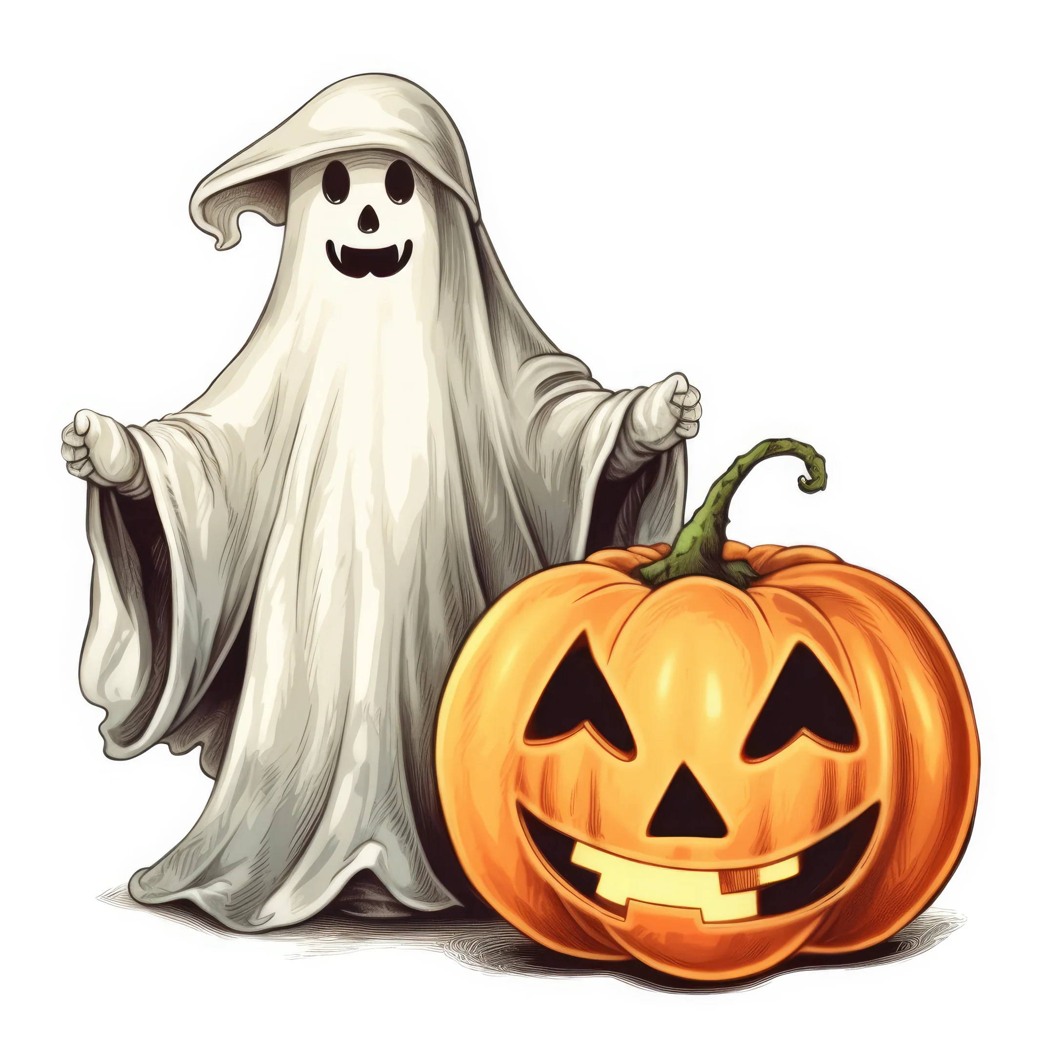 Ghost with pumpkin magical 10 (paitakuva)
