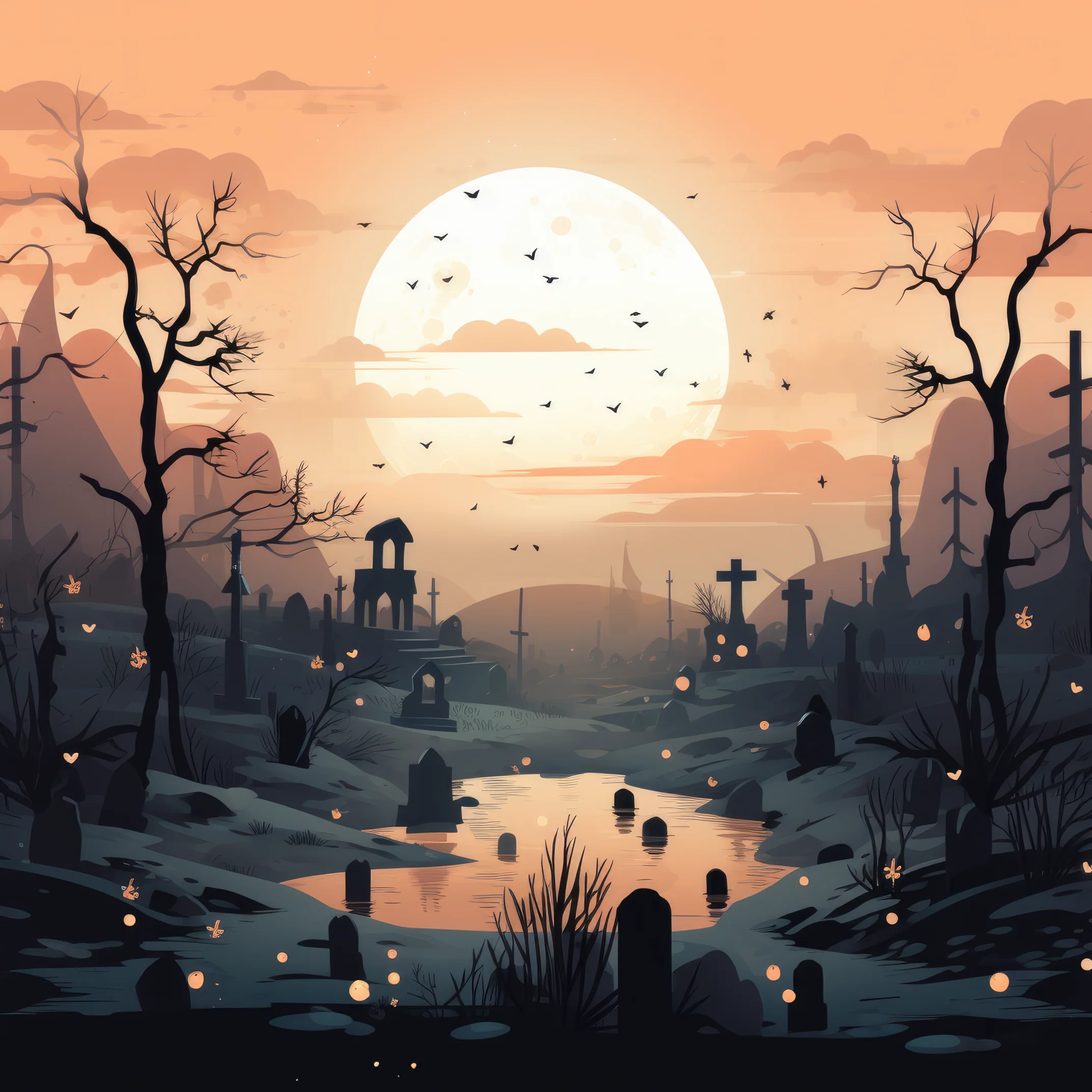 Graveyard scene at dusk 2 (paitakuva)