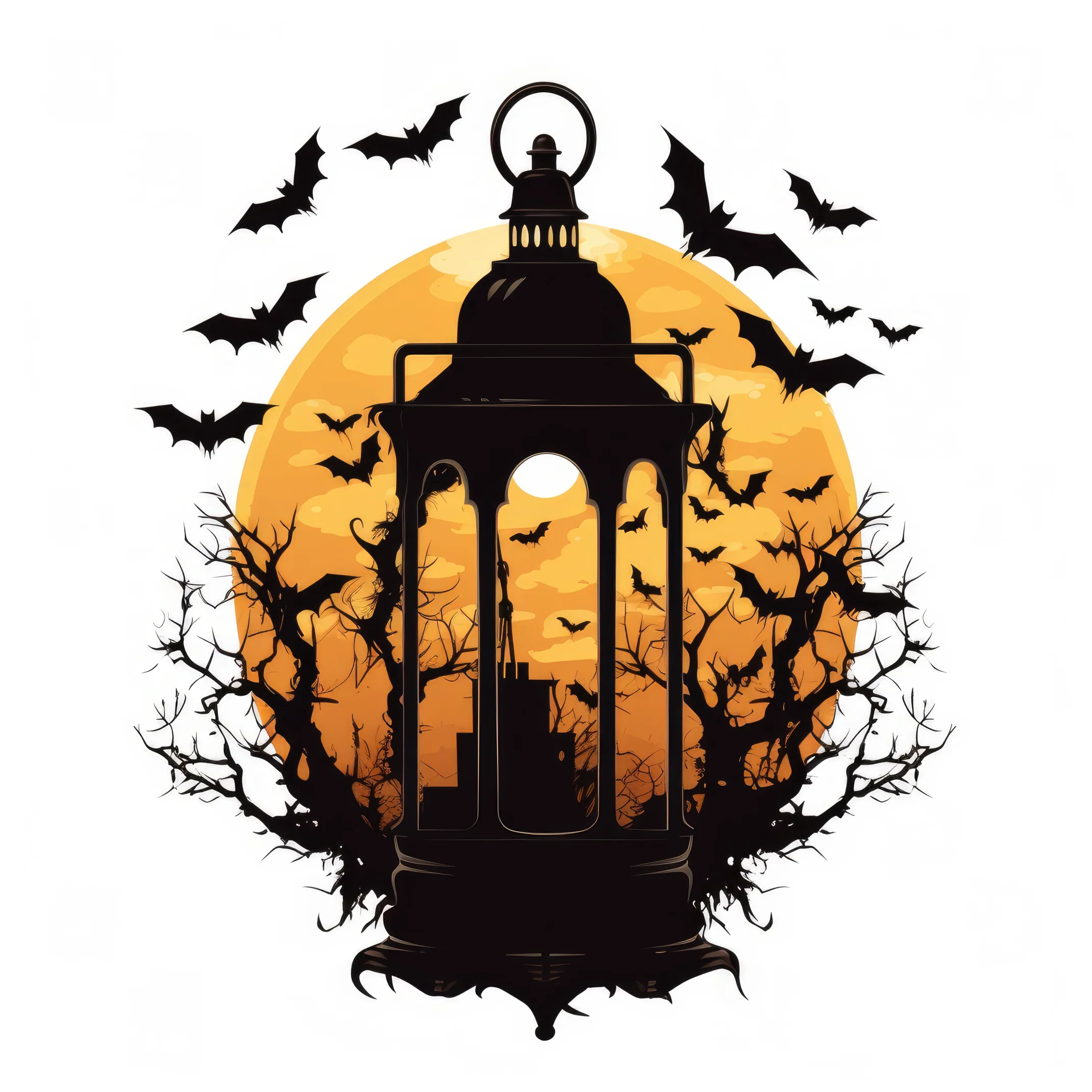 Halloween lantern with bat silhouette 3 (paitakuva)