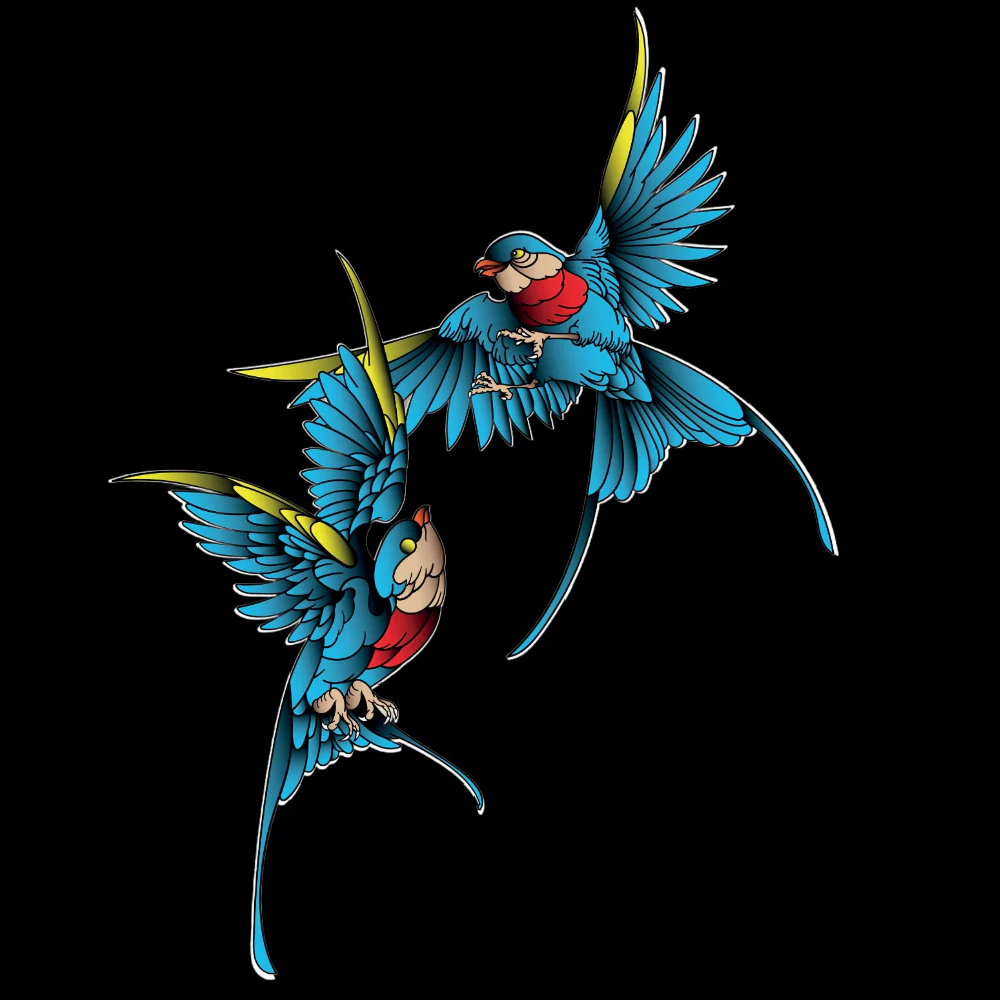 HIHATON T-PAITA MUSTA - Flying Birds (3270) - Image 2