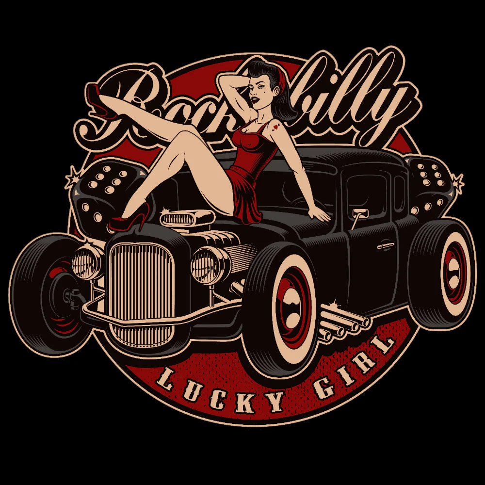 T-PAITA MUSTA - Rockabilly Lucky Girl (4017) - Image 2