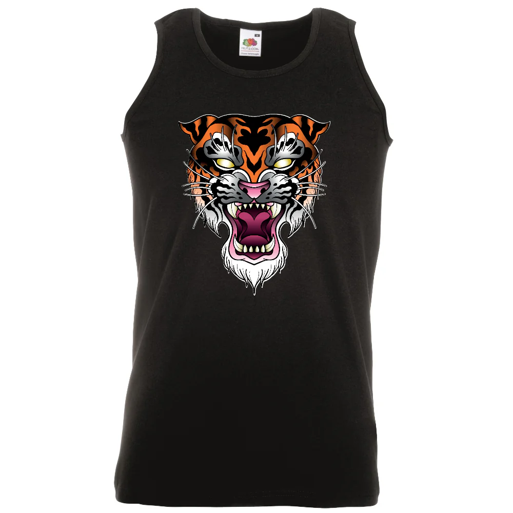 HIHATON T-PAITA MUSTA - Tiger Rage (3257)