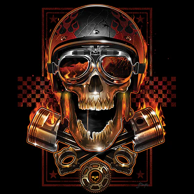 HUPPARI MUSTA - BIKER SKULL (666) - Image 2