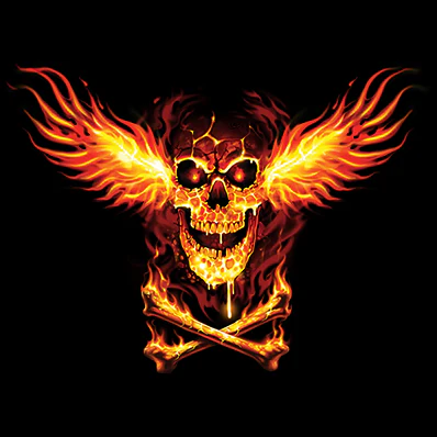 HUPPARI MUSTA - SKULL FIRE WINGS (807) - Image 2