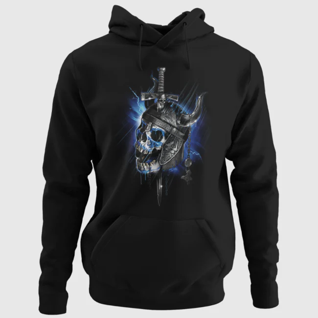 HUPPARI MUSTA - VIKING NORTHMAN SKULL (664)