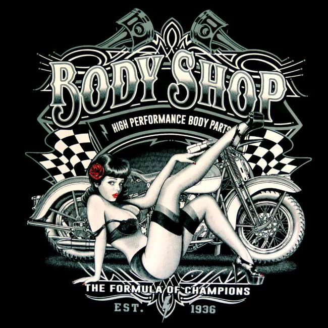 HUPPARIMEKKO MUSTA - BODY SHOP BIKER PIN UP (497) - Image 2