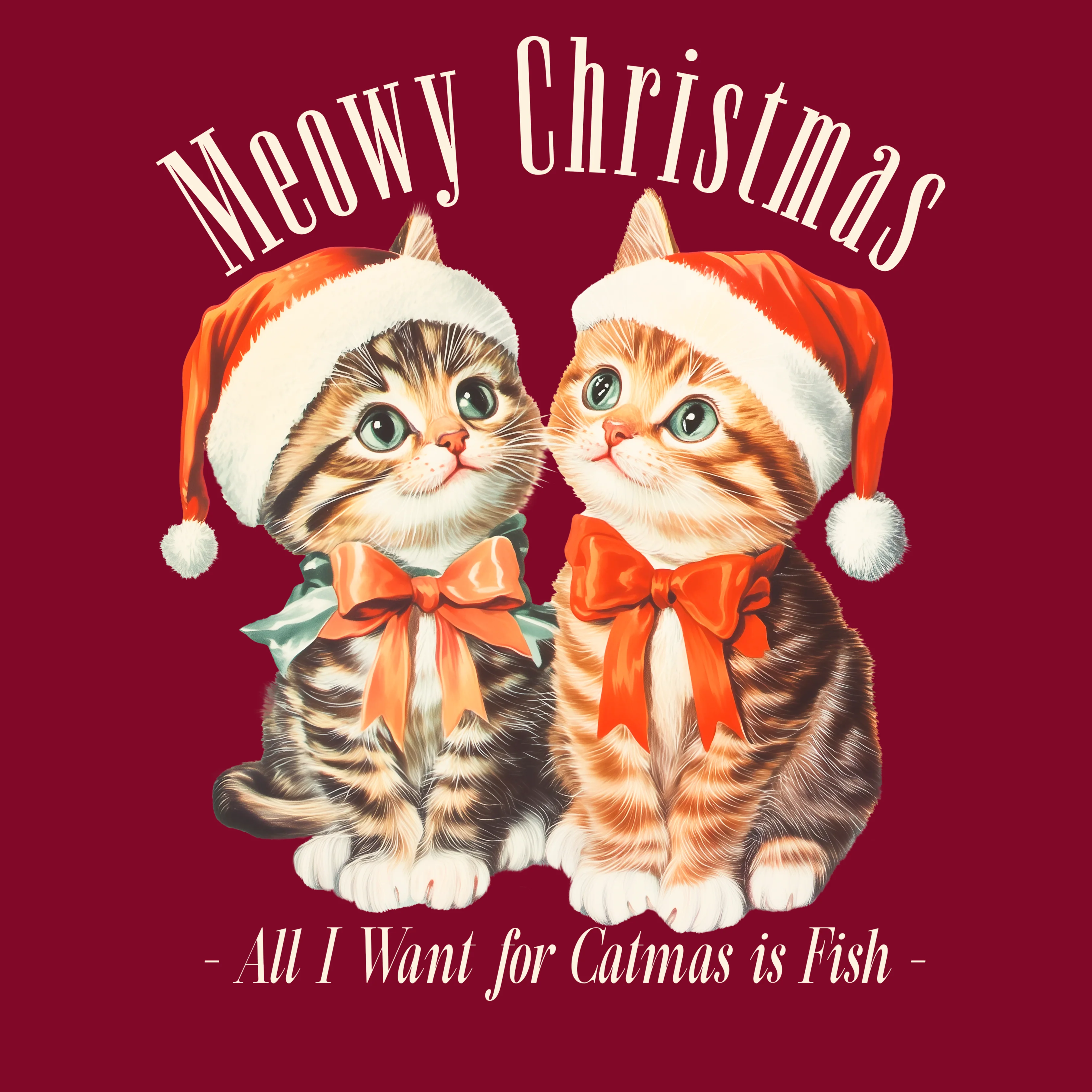JOULUPAITA viininpunainen - MEOWY CHRISTMAS 2 cats (00 359) - Image 2