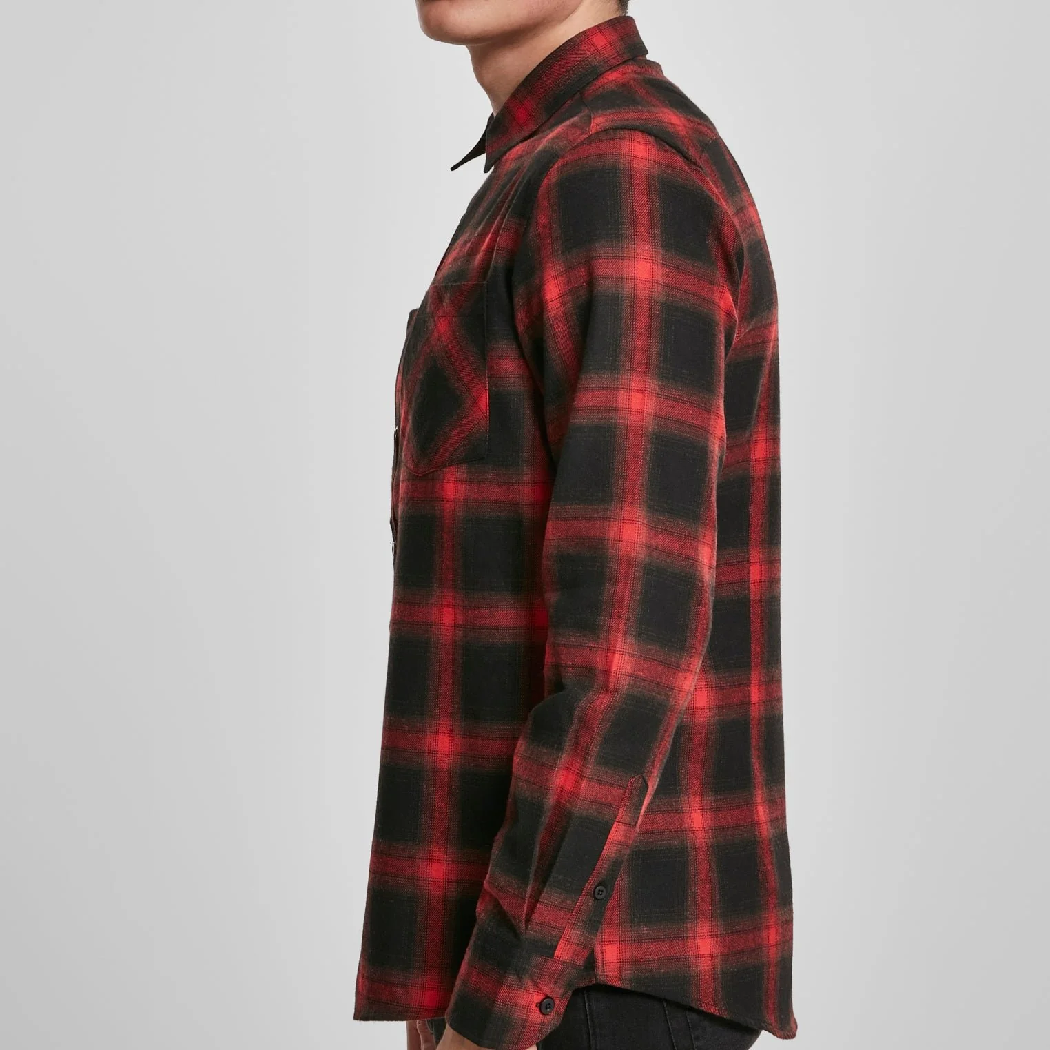 KAULUSPAITA - Checked Flanell Shirt BLACK/RED - URBAN CLASSICS - Image 5