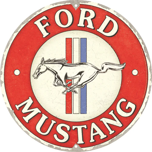 Kilpi pyöreä Ford Mustang - 3 Stripes Red