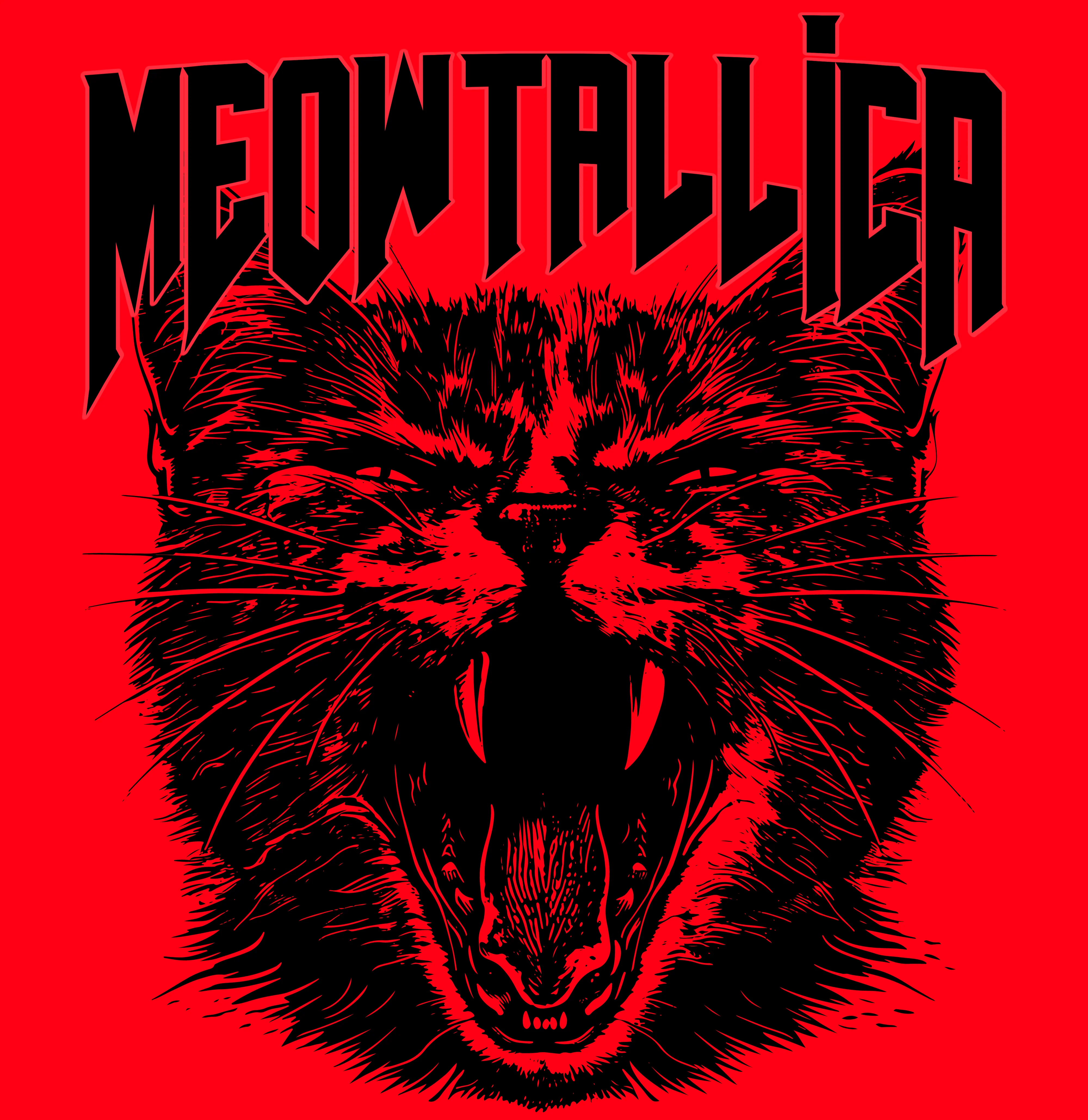 KISSABÄNDI T-PAITA PUNAINEN - MEOWTALLICA (00 153) - Image 2