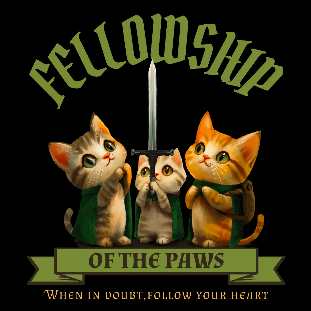 KISSALEFFA T-PAITA MUSTA - FELLOWSHIP OF THE PAWS (3039) - Image 2