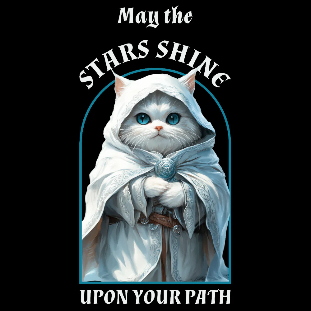 KISSALEFFA T-PAITA MUSTA - MAY THE STAR SHINE UPON YOUR PATH (3034) - Image 2