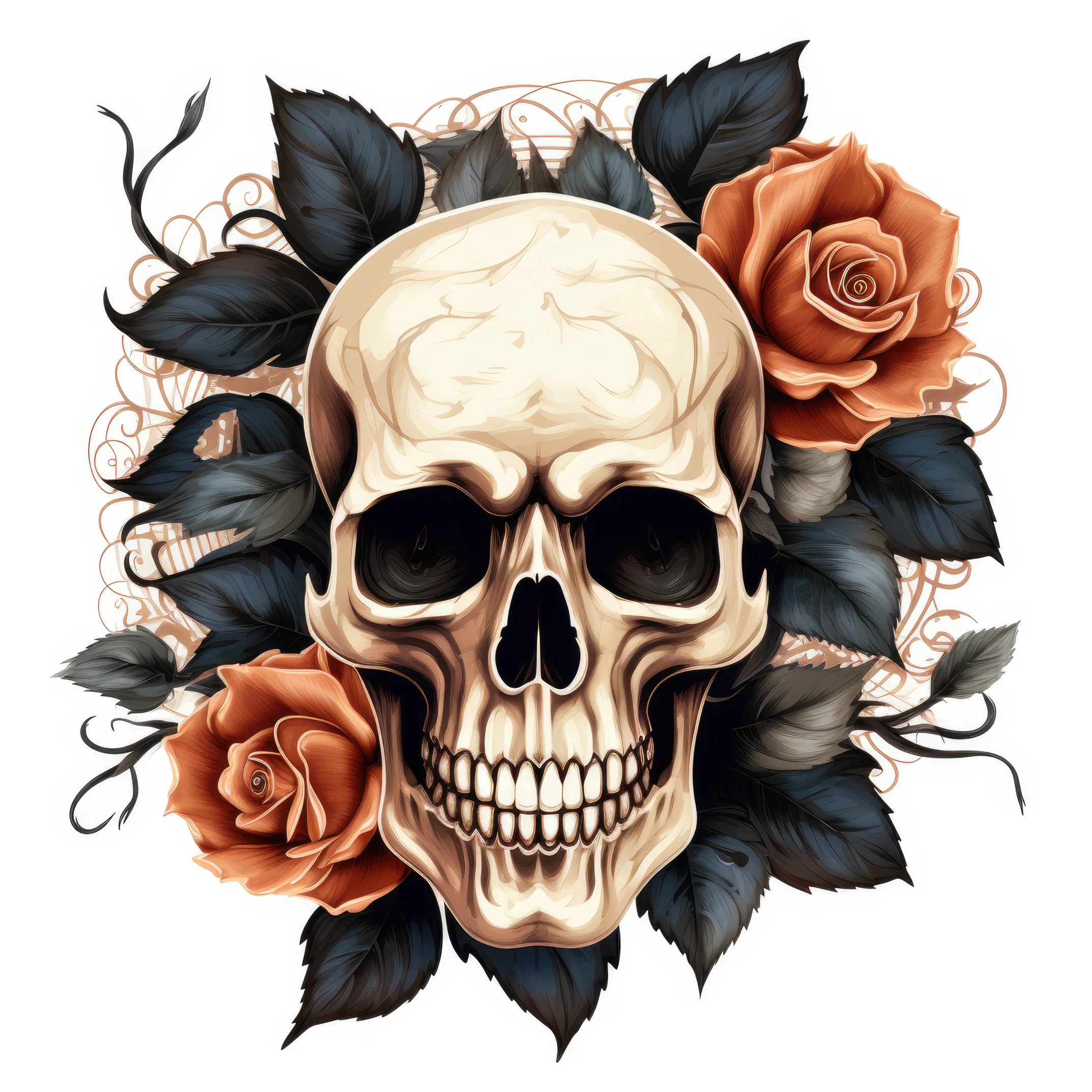 Make gothic rose with skull clipart halloween (00 848)