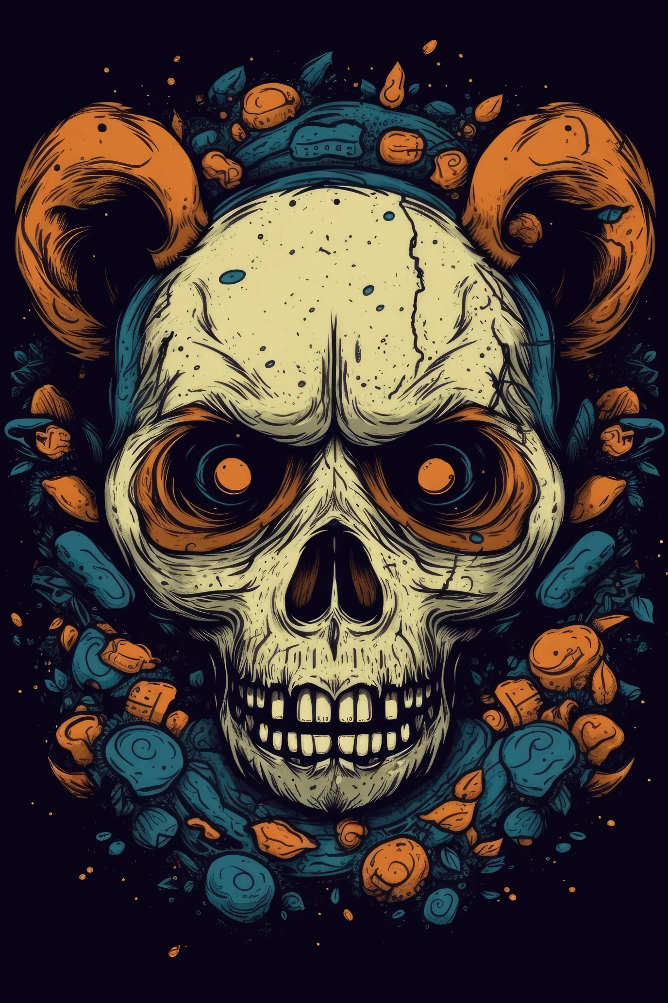 Cartoon Bear skull Tshirt design 2 (Paitakuva)