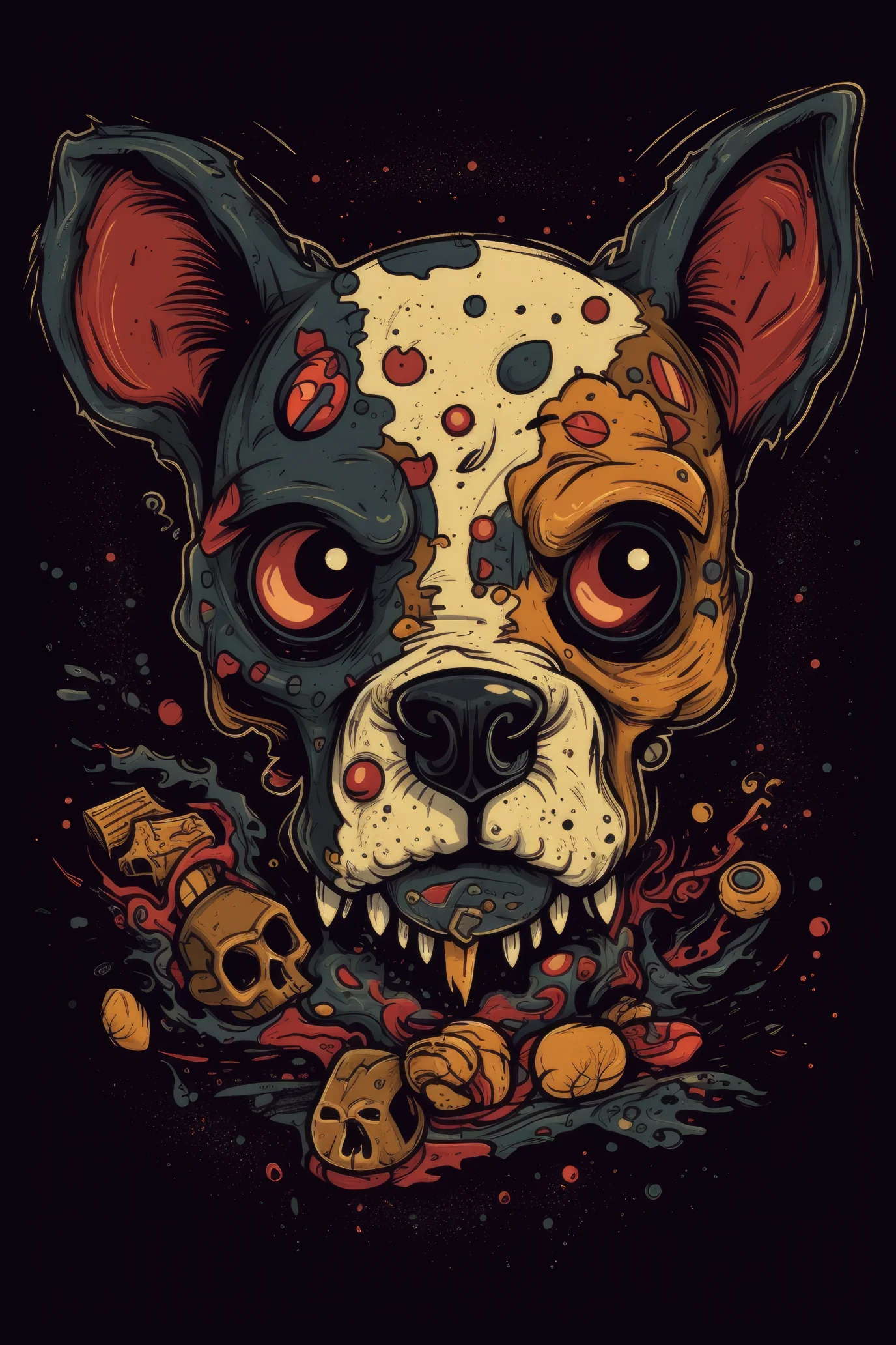 Cartoon Canine skull Tshirt design (Paitakuva)