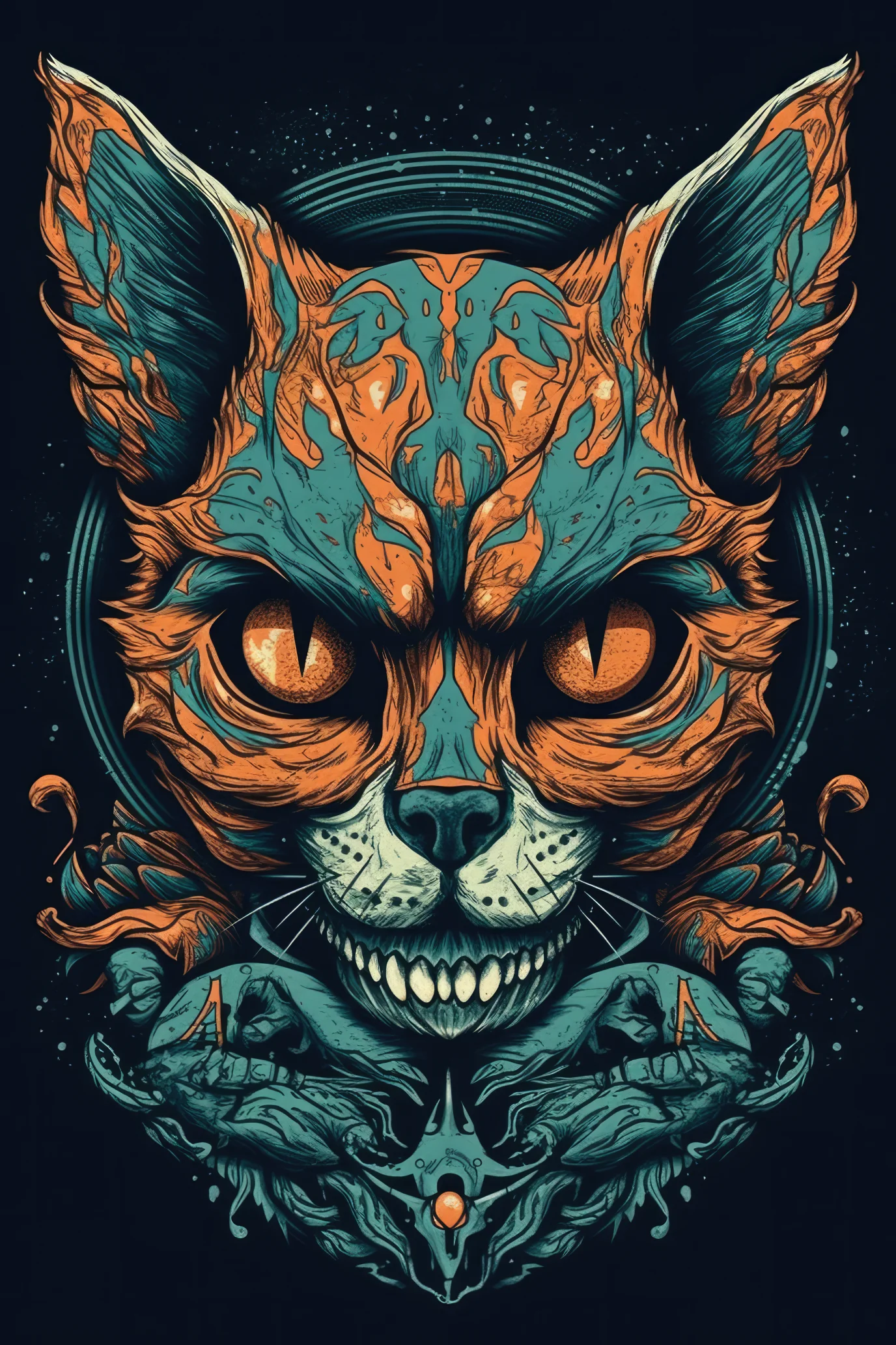 NAISTEN PAITA - Cartoon Feline skull - Image 2