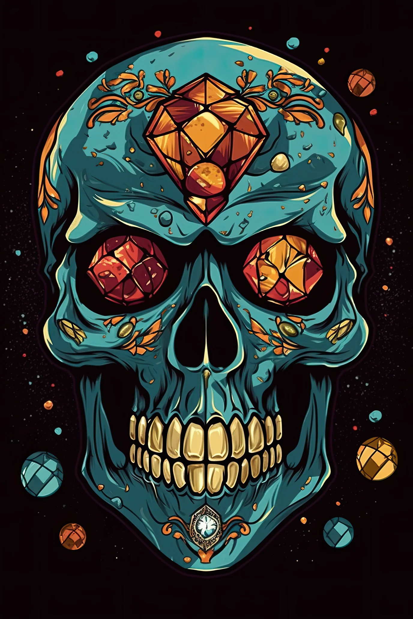 NAISTEN PAITA - Cartoon Jeweled skull - Image 2