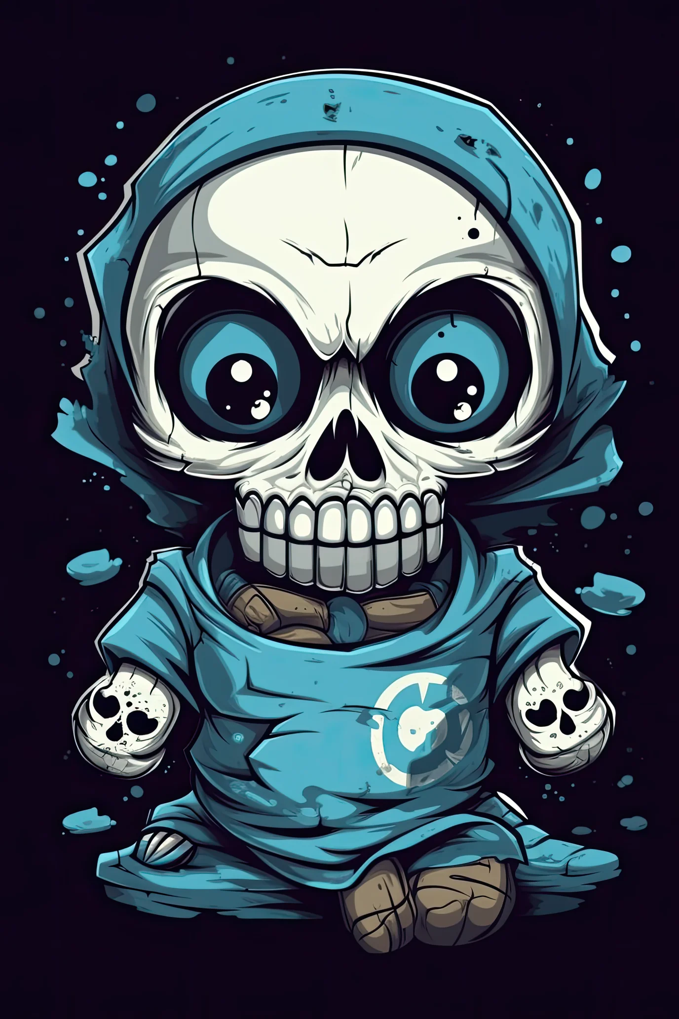 Cartoon Surgical mask skull Tshirt design 3 (Paitakuva)