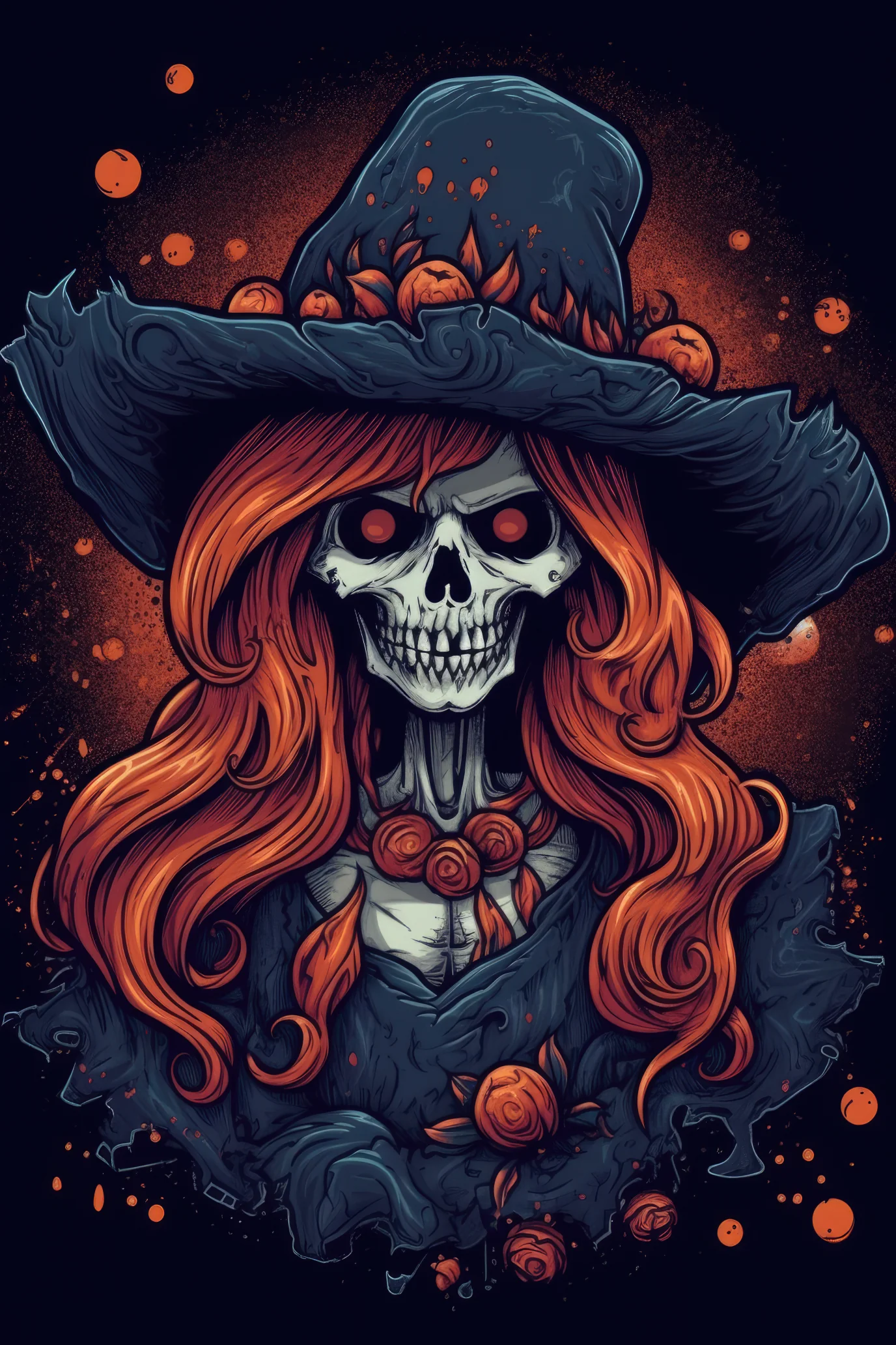 NAISTEN PAITA - Cartoon Witch skull (3083) - Image 2