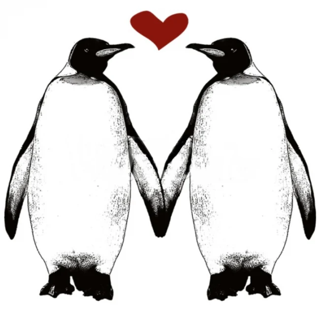 PENGUINS HOLDING FINS HEART (561A)