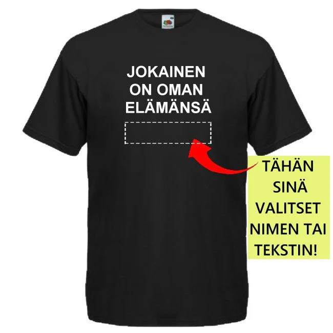 PERSONOITU T-PAITA JOKAINEN ON OMAN ELĂMĂNSĂ .........