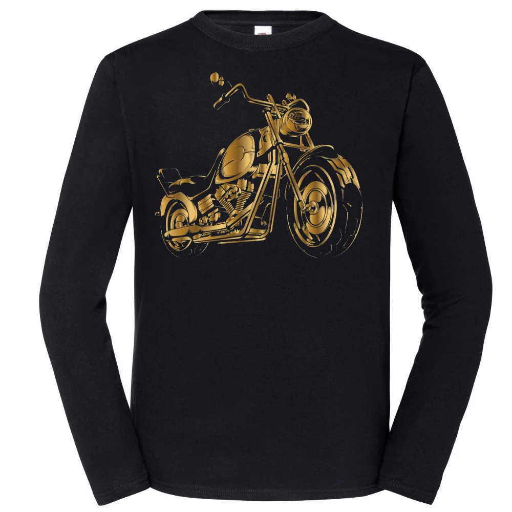 PITKÄHIHAINEN T-PAITA MUSTA - GOLD BIKER (3246)