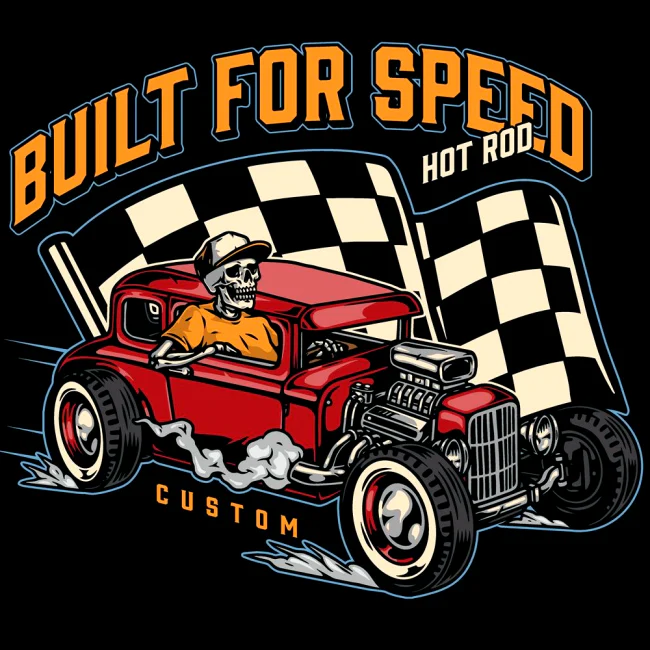 RETRO CAR HUPPARI MUSTA - BUILT FOR SPEED RALLY FLAG (2043) - Image 2