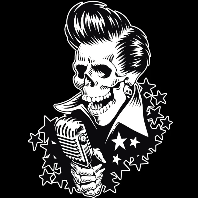 ROKKI HUPPARI MUSTA - ROCKABILLY SKULL (00 1102) - Image 2