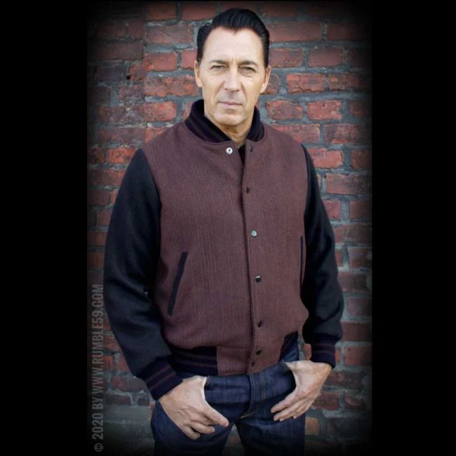RUMBLE59 - Baseball Jacket - Portland - Herringbone brown/black - Image 4